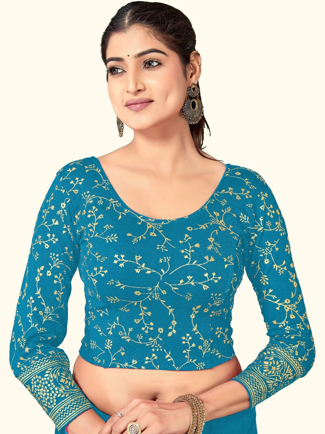 DRESQUE STORE Embroidered Thread Work Saree Blouse