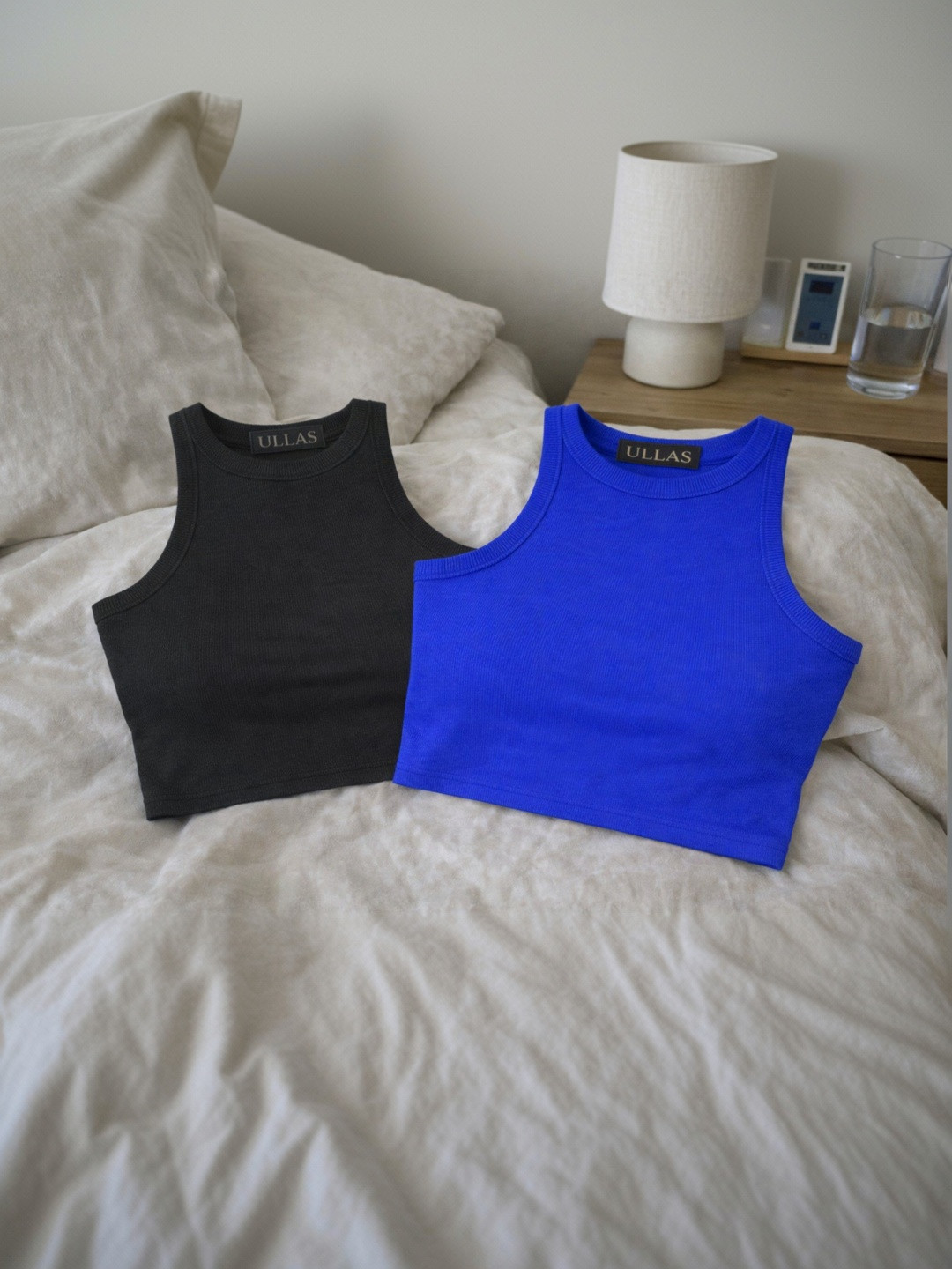 Apraa & Parma Pack of 2 Round Neck Classic Ribbed Sleeveless Crop Tank Tops