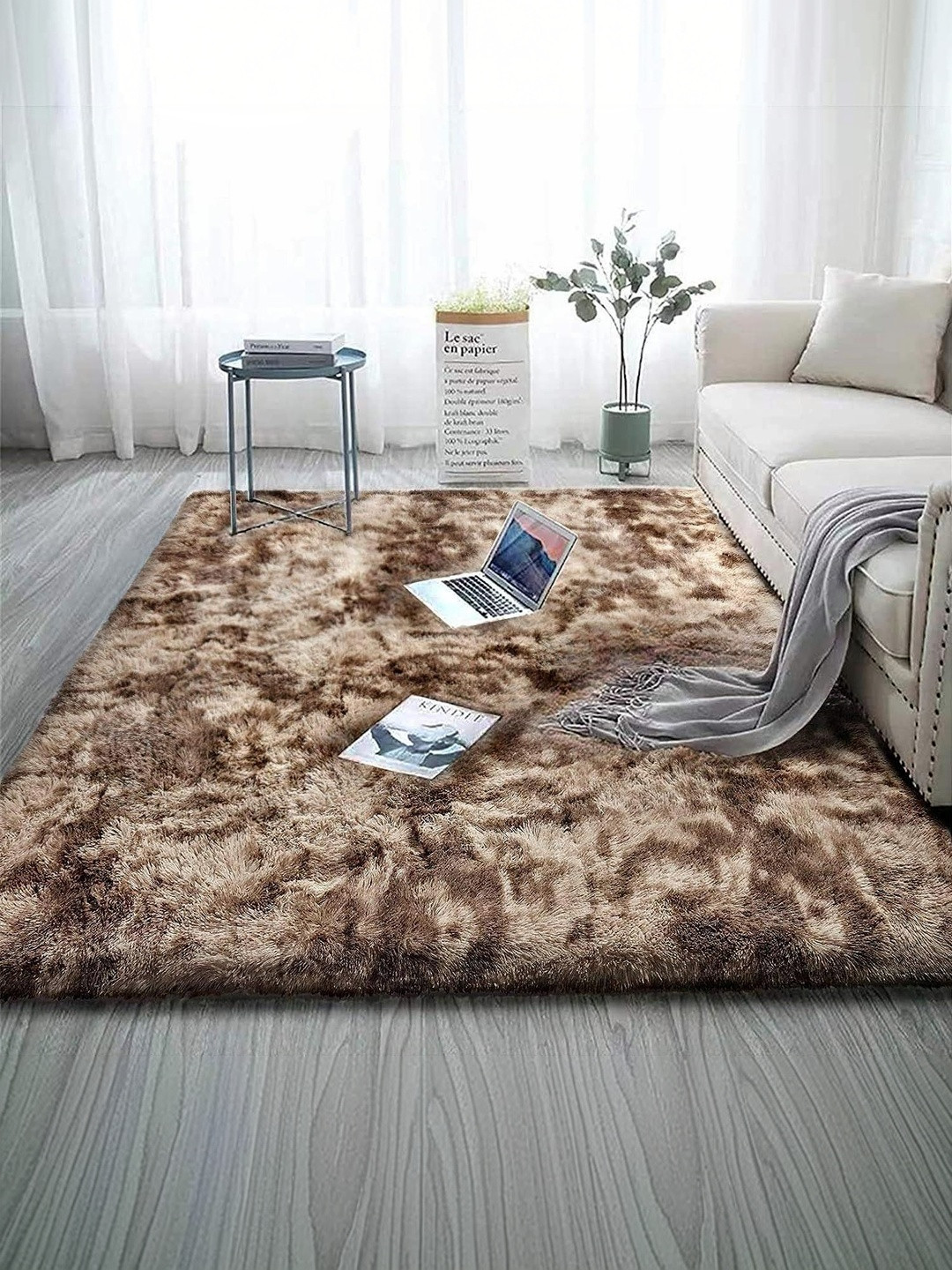 KAYNAT CARPET Beige Shaggy Polyester Carpet