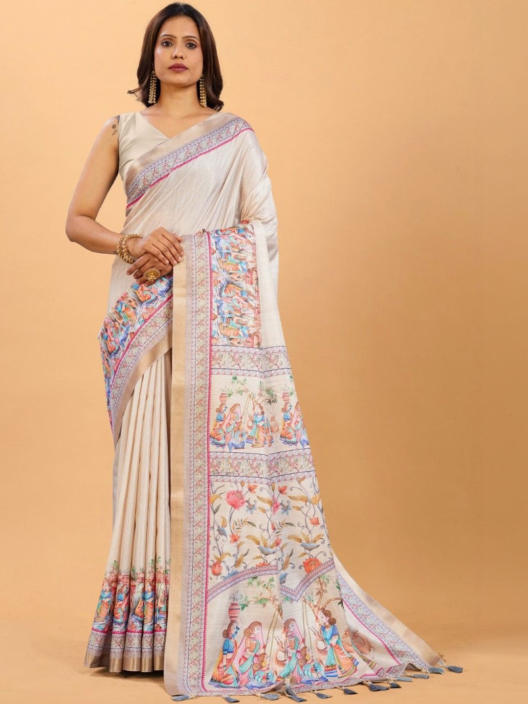 MANYATA Floral Zari Silk Blend Saree