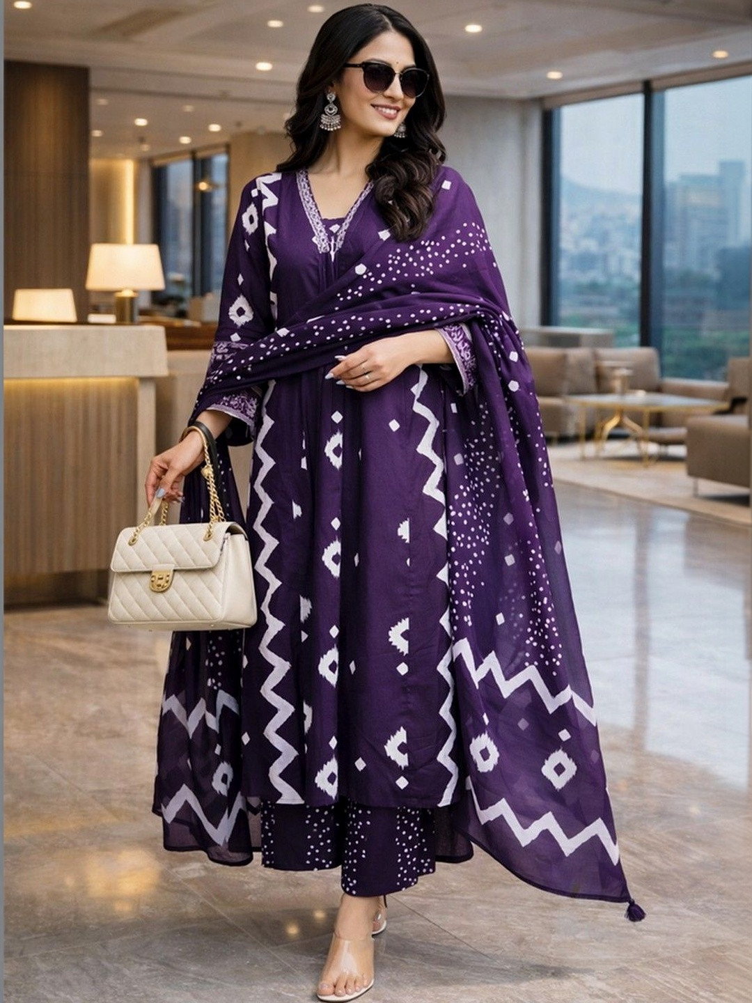 Lookmark Women Printed Regular Kurta with Palazzos & With Dupatta