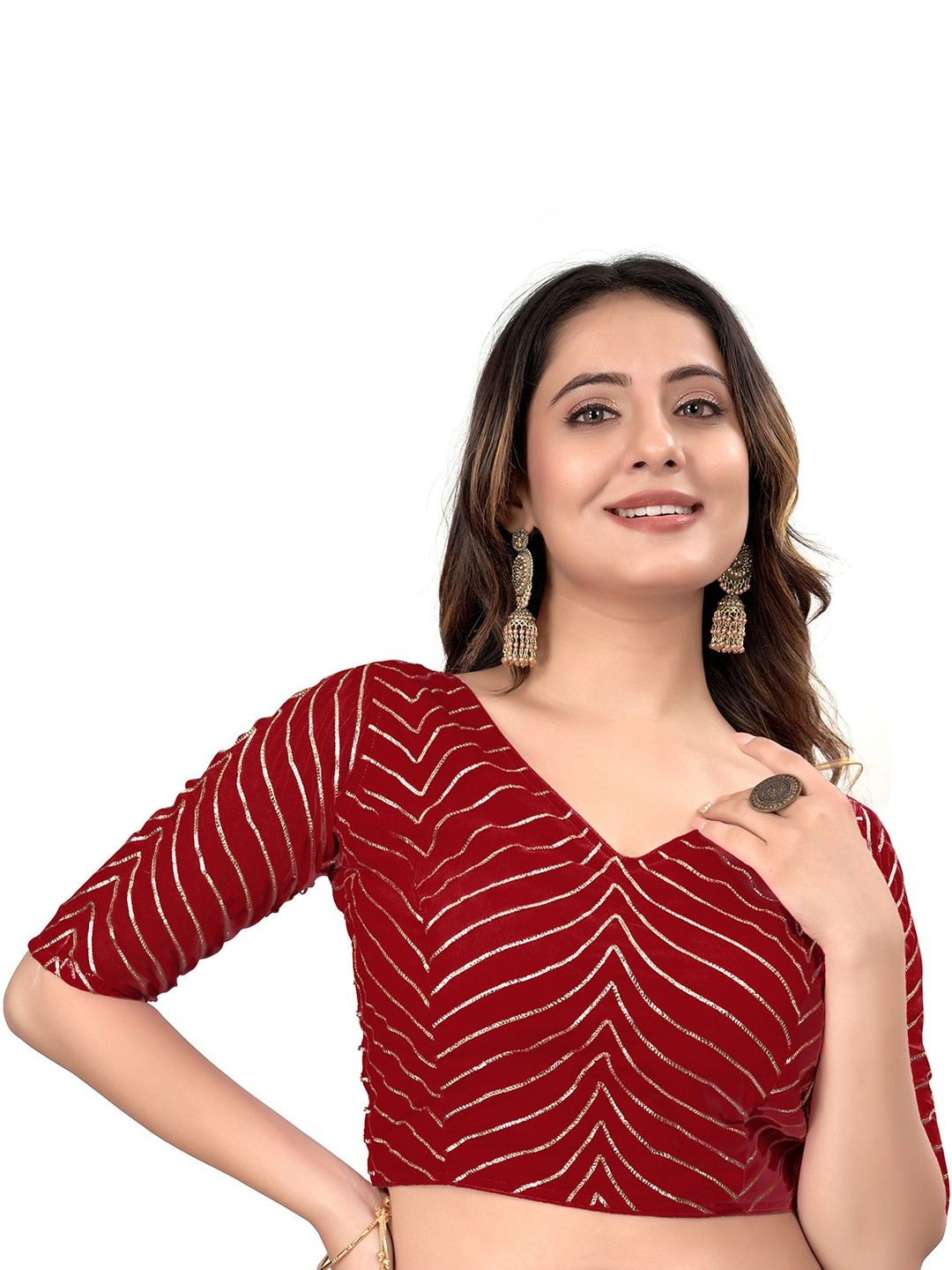 HERE&NOW Embellished Zari Saree Blouse