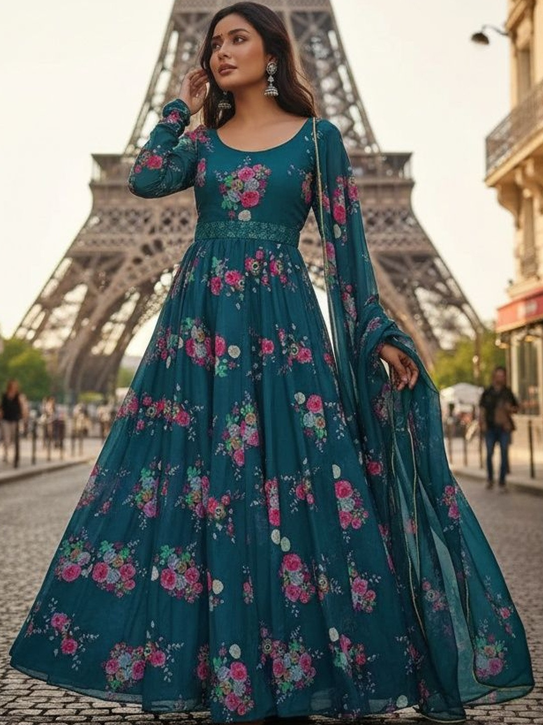 Jash Creation Women Printed Crepe Anarkali Kurta