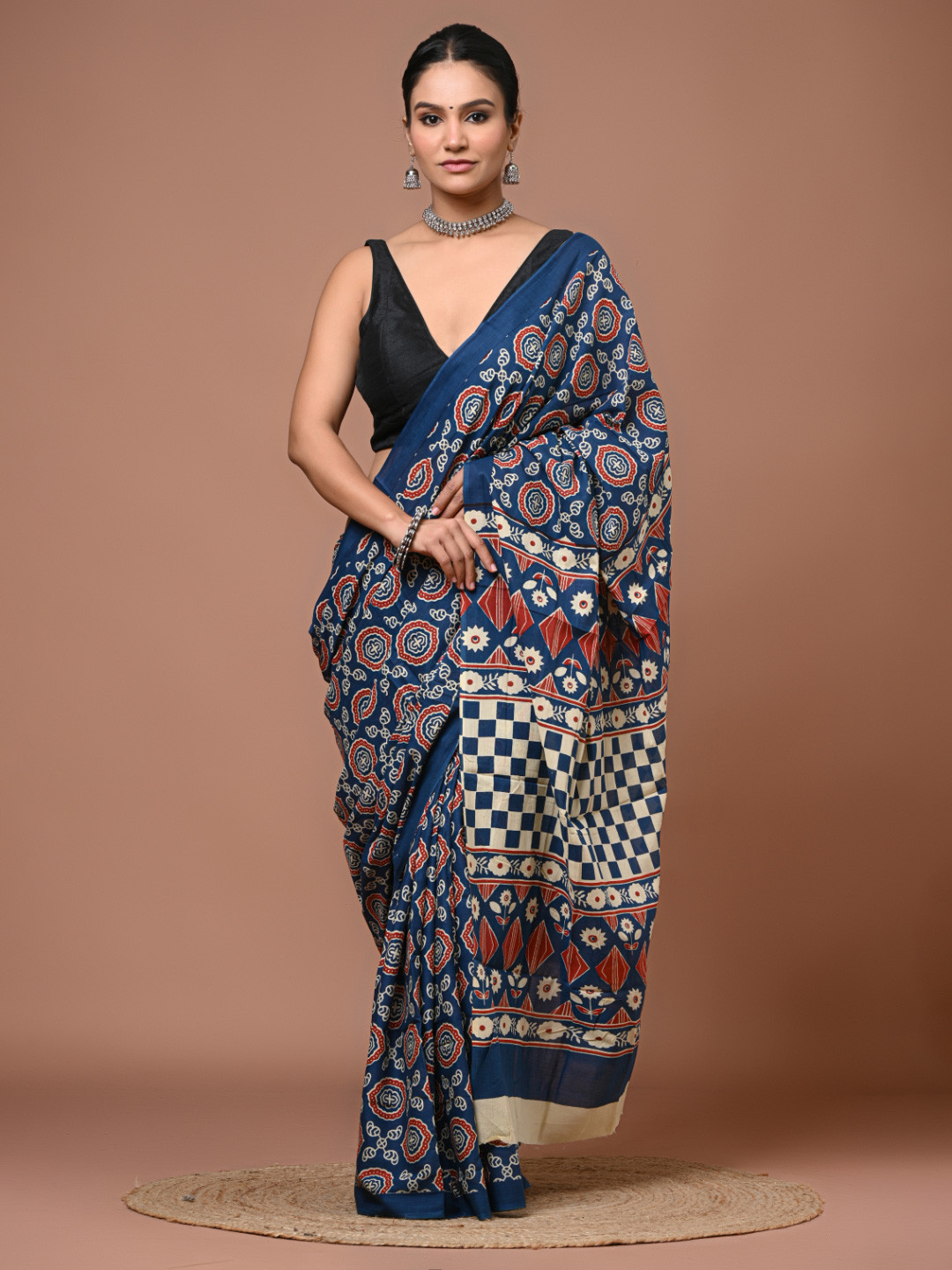 DATTA BUTTI Ethnic Motifs Pure Cotton Handloom Bagru Saree