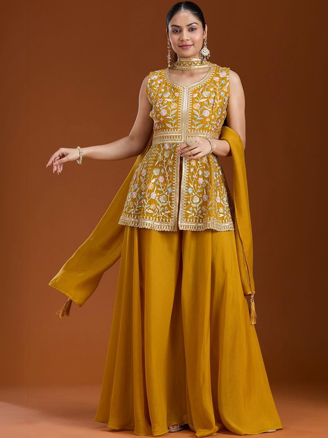Saturn Creation Embroidered Thread Work Ready to Wear Lehenga & Blouse With Dupatta