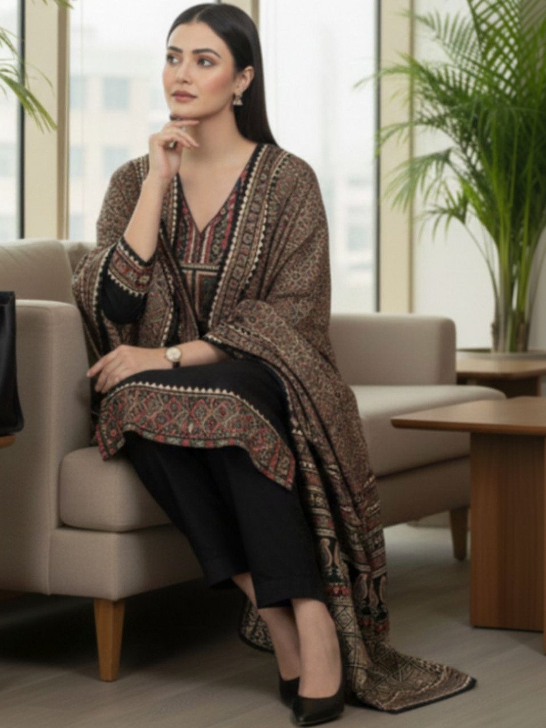 Varanga Women Ethnic Motifs Printed Regular Kurta with Trousers & With Dupatta