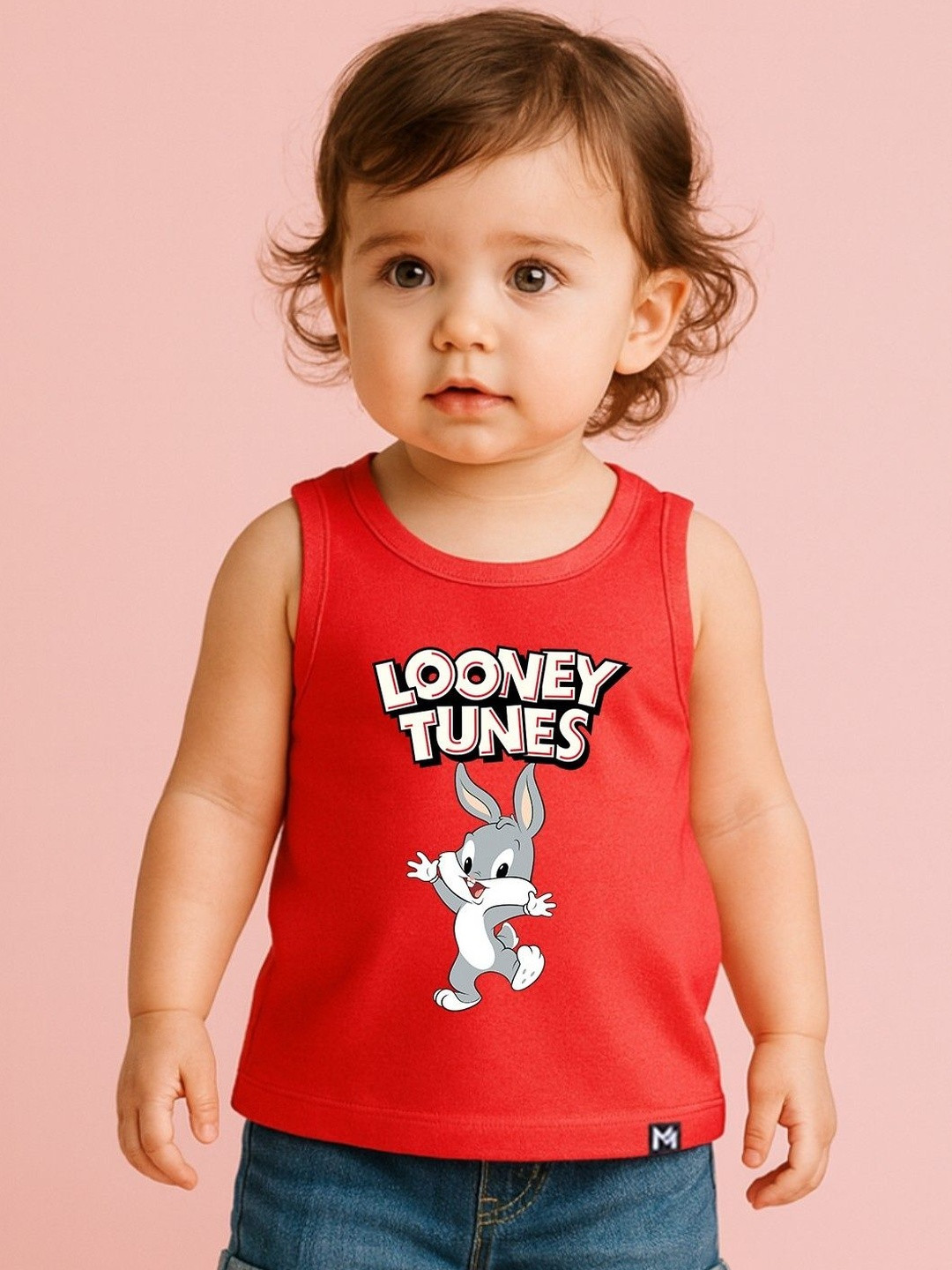 YK X Minute Mirth Infant Looney Tunes Printed Sleeveless Cotton Tops
