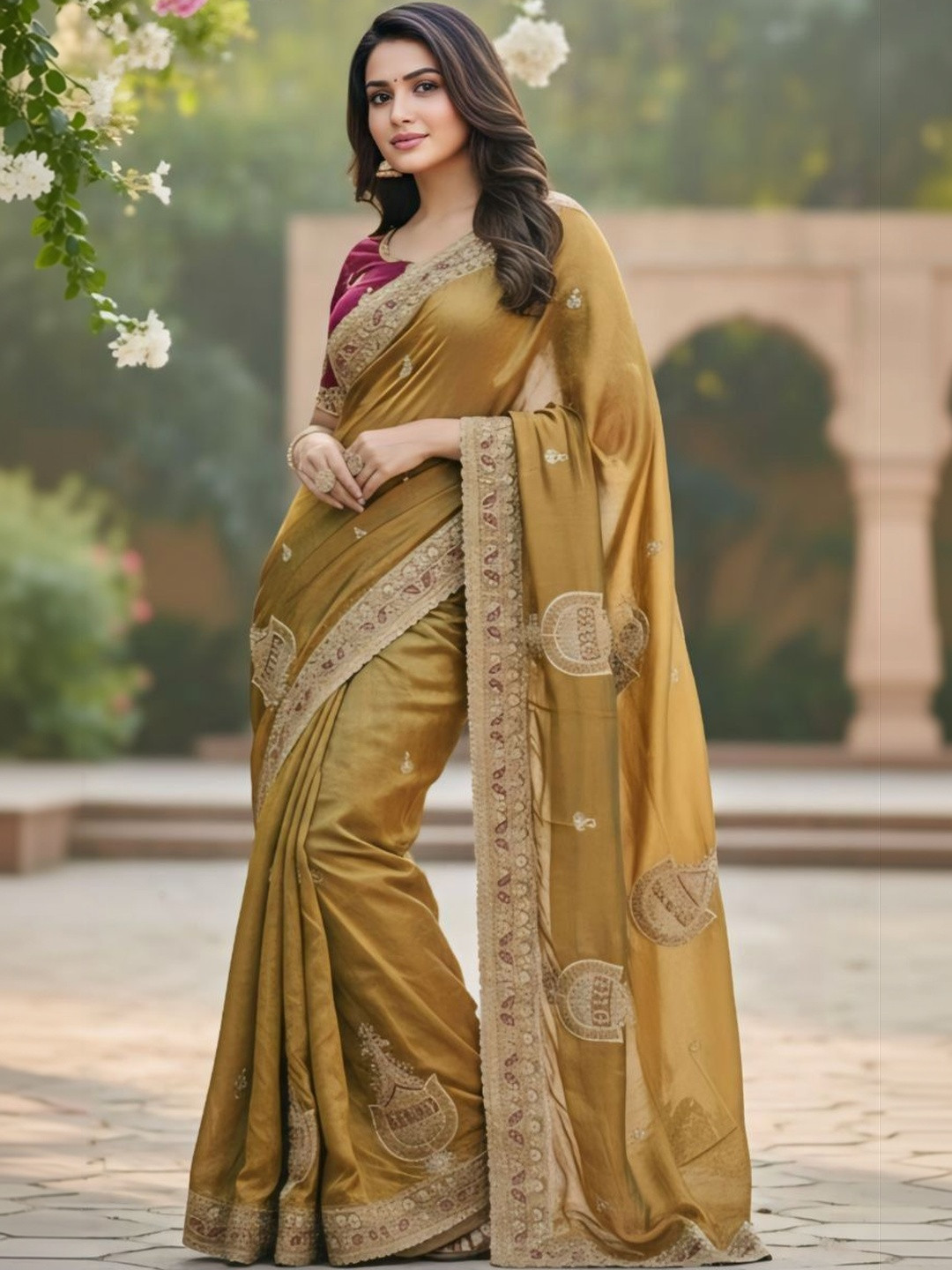VIMALNATH SYNTHETICS Embellished Zari Silk Blend Designer Saree