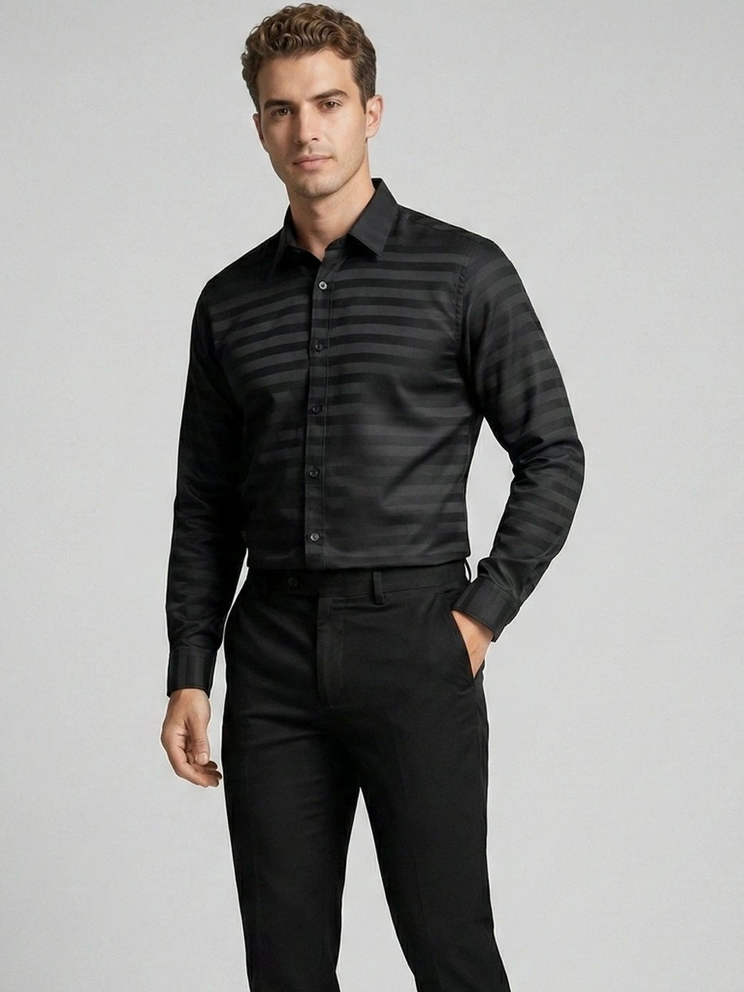 Metronaut Men Slim Fit Striped Formal Shirt