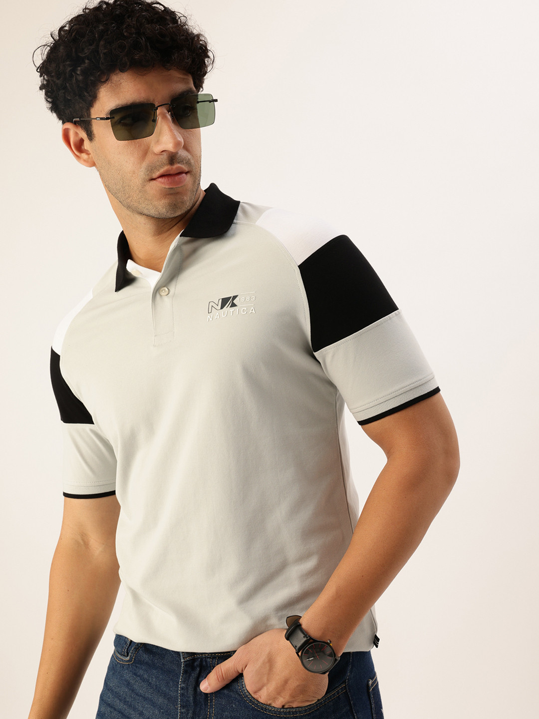 Nautica Raglan Sleeves Polo Collar T-shirt