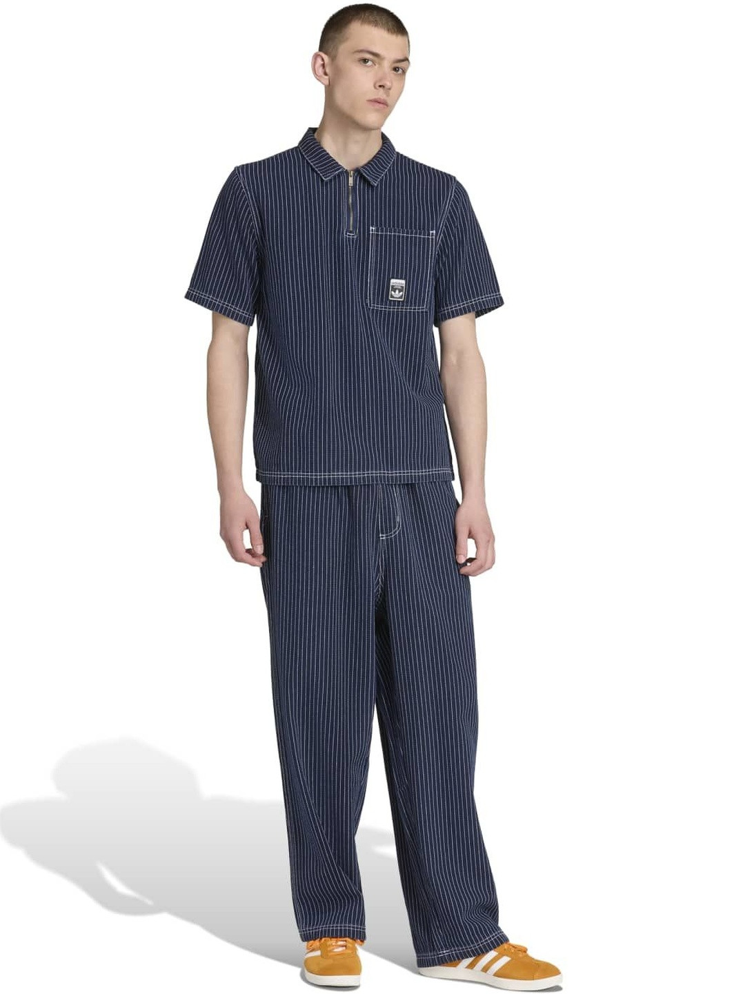 ADIDAS Originals Men Striped Polo Collar T-shirt