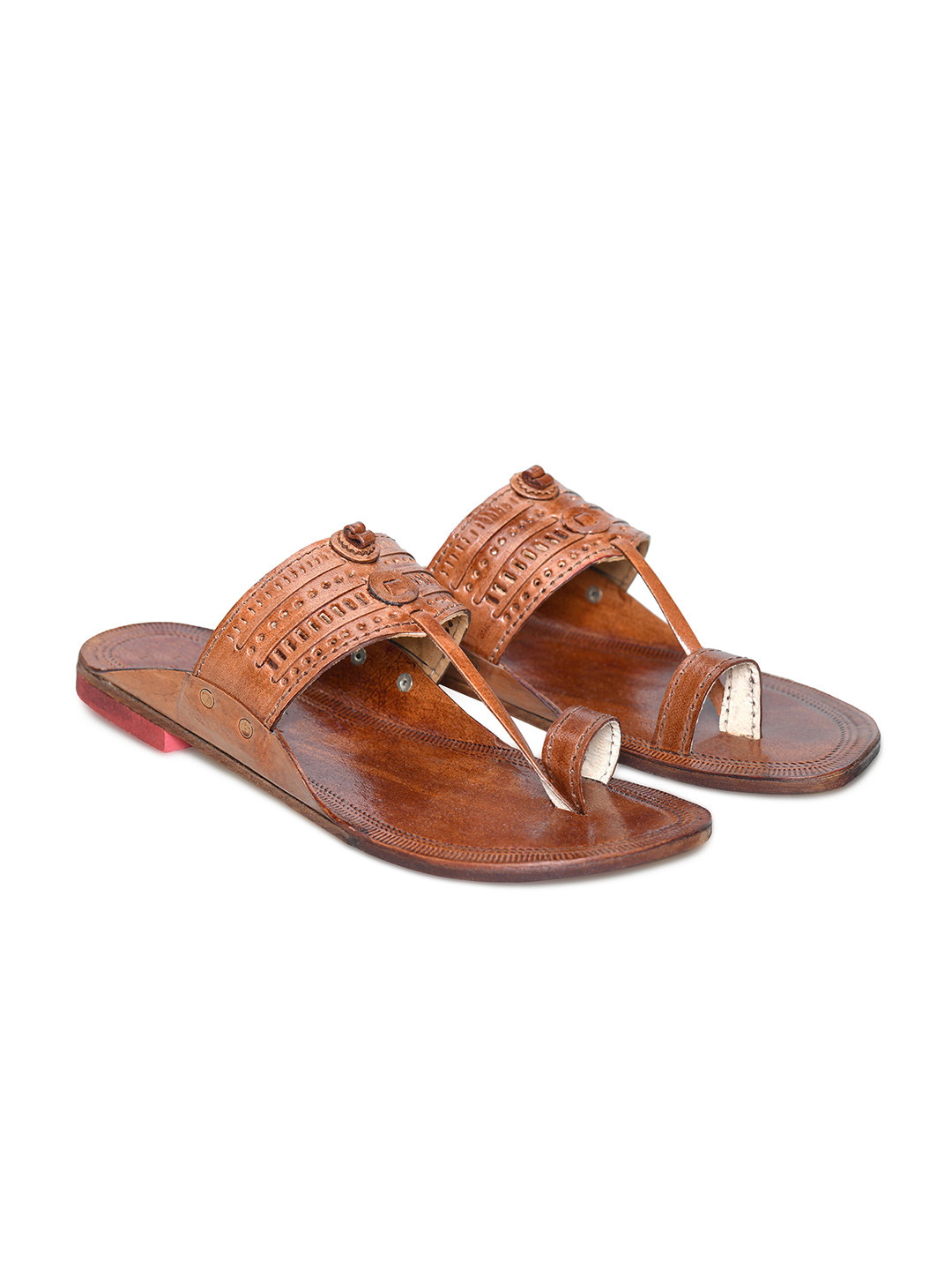 STEPSOFT Men Ethnic Leather Kolhapuri Sandals with Detailing