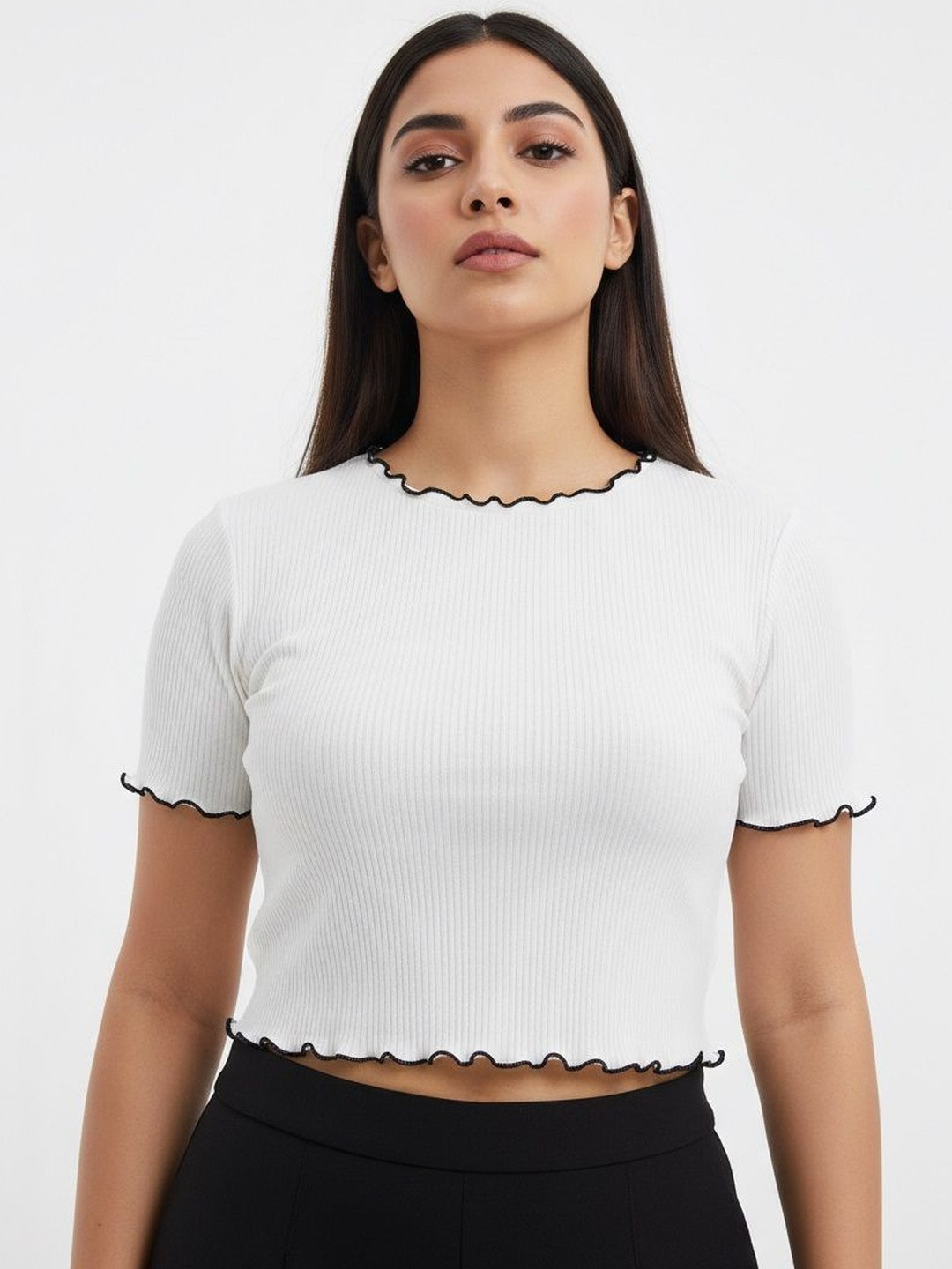 Jack Mail Floral Ruffles Crop Top