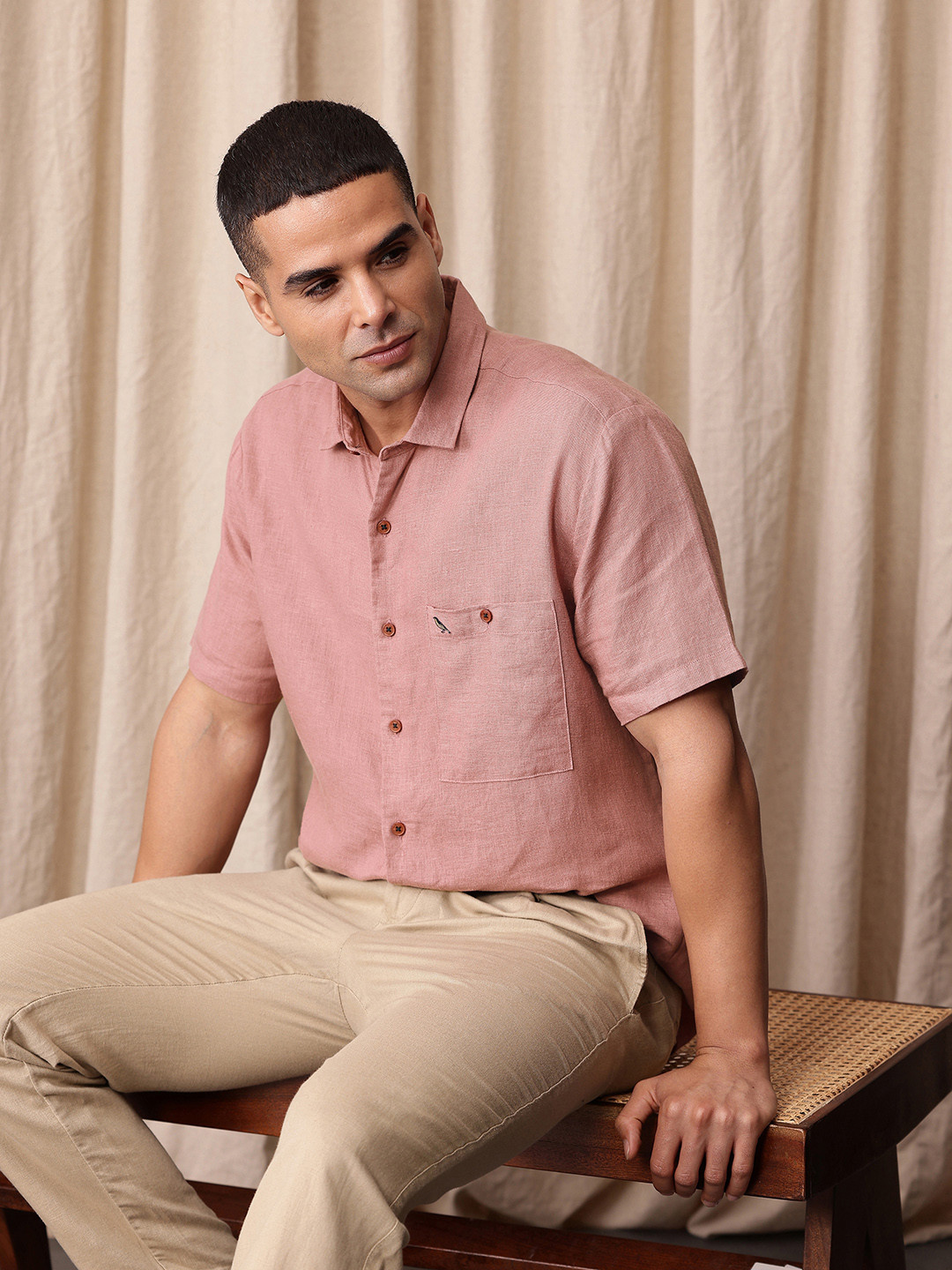 Mr Bowerbird Men Pure Linen Tailored Fit Casual Shirt