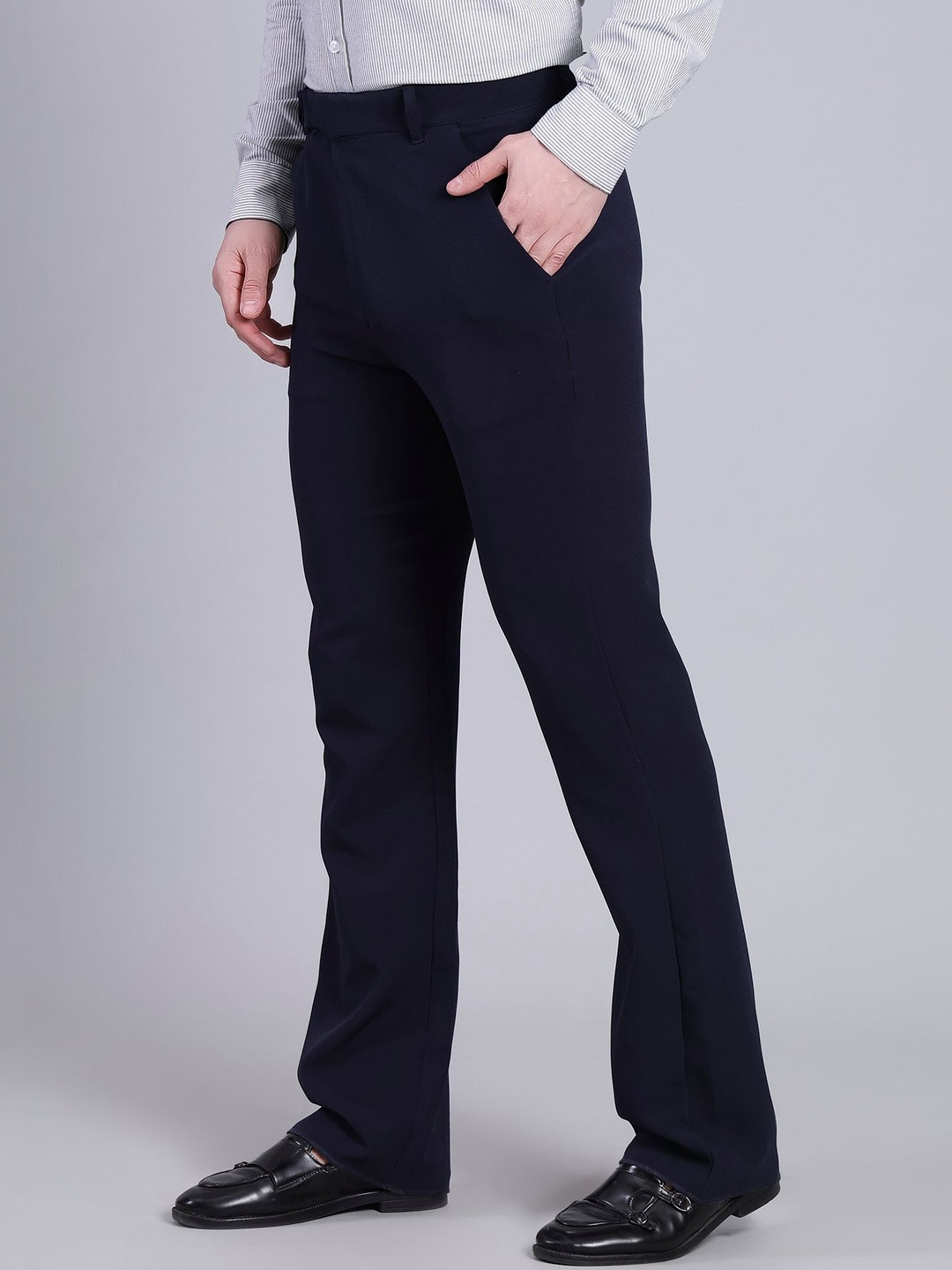 Stylox Men's Bootcut Fit Stretchable Trouser Dark Navy