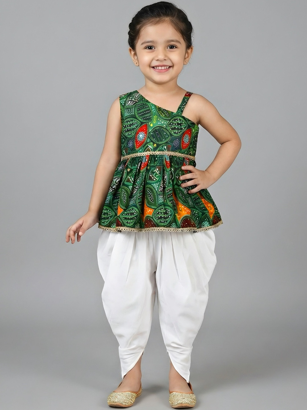 SHAHUDI DESIGNER Girls Printed Regular Kurta with Dhoti Pants