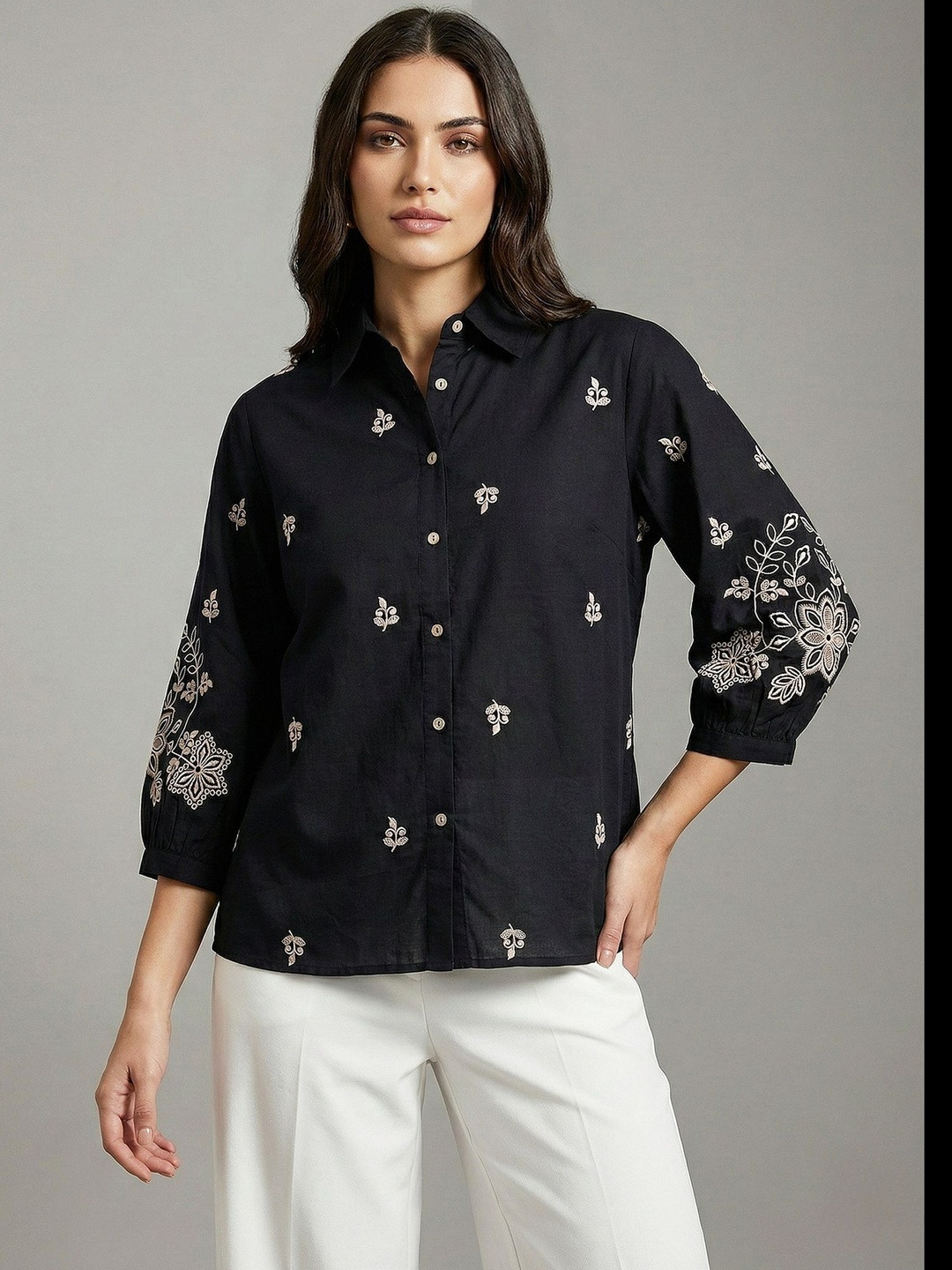 KALPARUN Women Straight Floral Casual Shirt