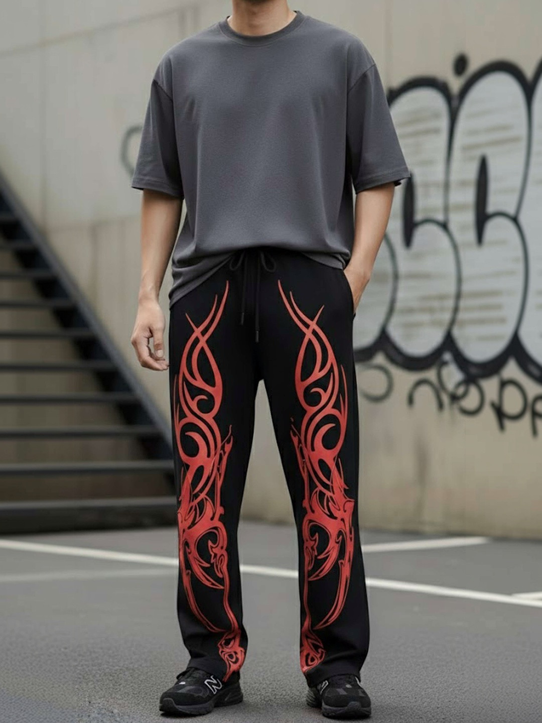 Vance Men Printed Relaxed Straight Leg Straight Fit Easy Wash Trousers