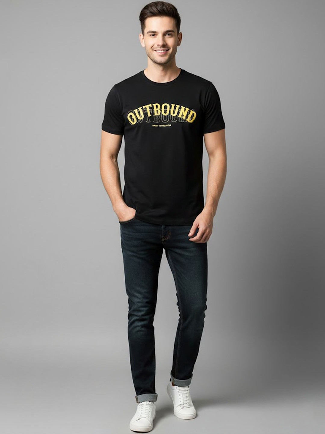 The Roadster Lifestyle Co Printed Round Neck T-shirt