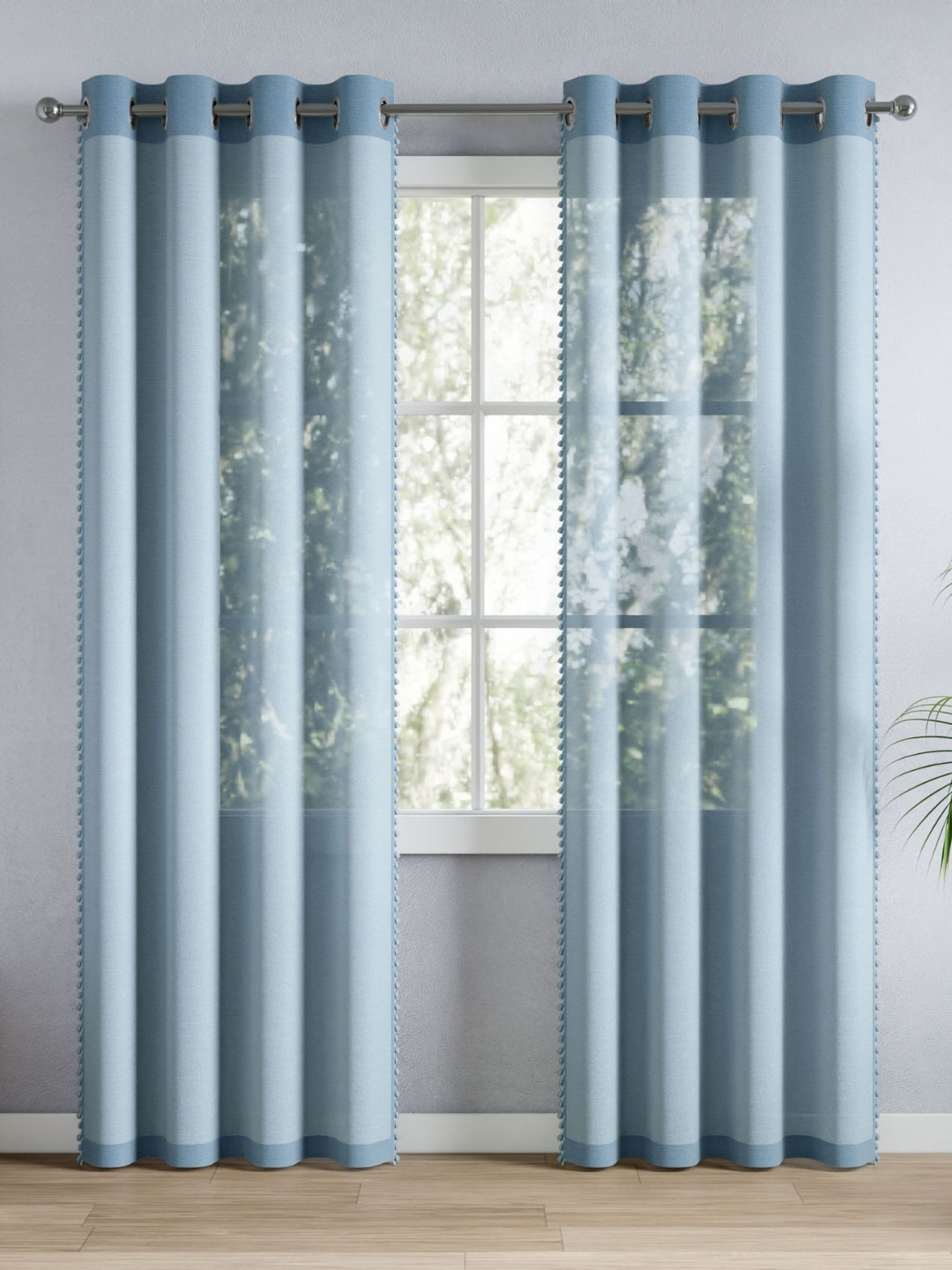 haus & kinder Blue Set of 2 Sheer Door Curtain