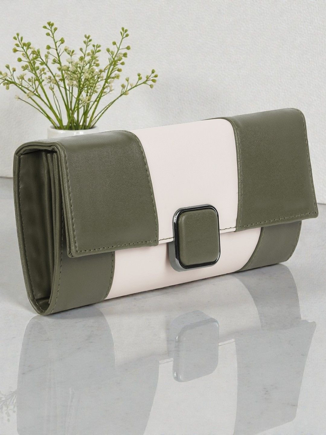 DOSYSO Buckle Detail PU Two Fold Wallet
