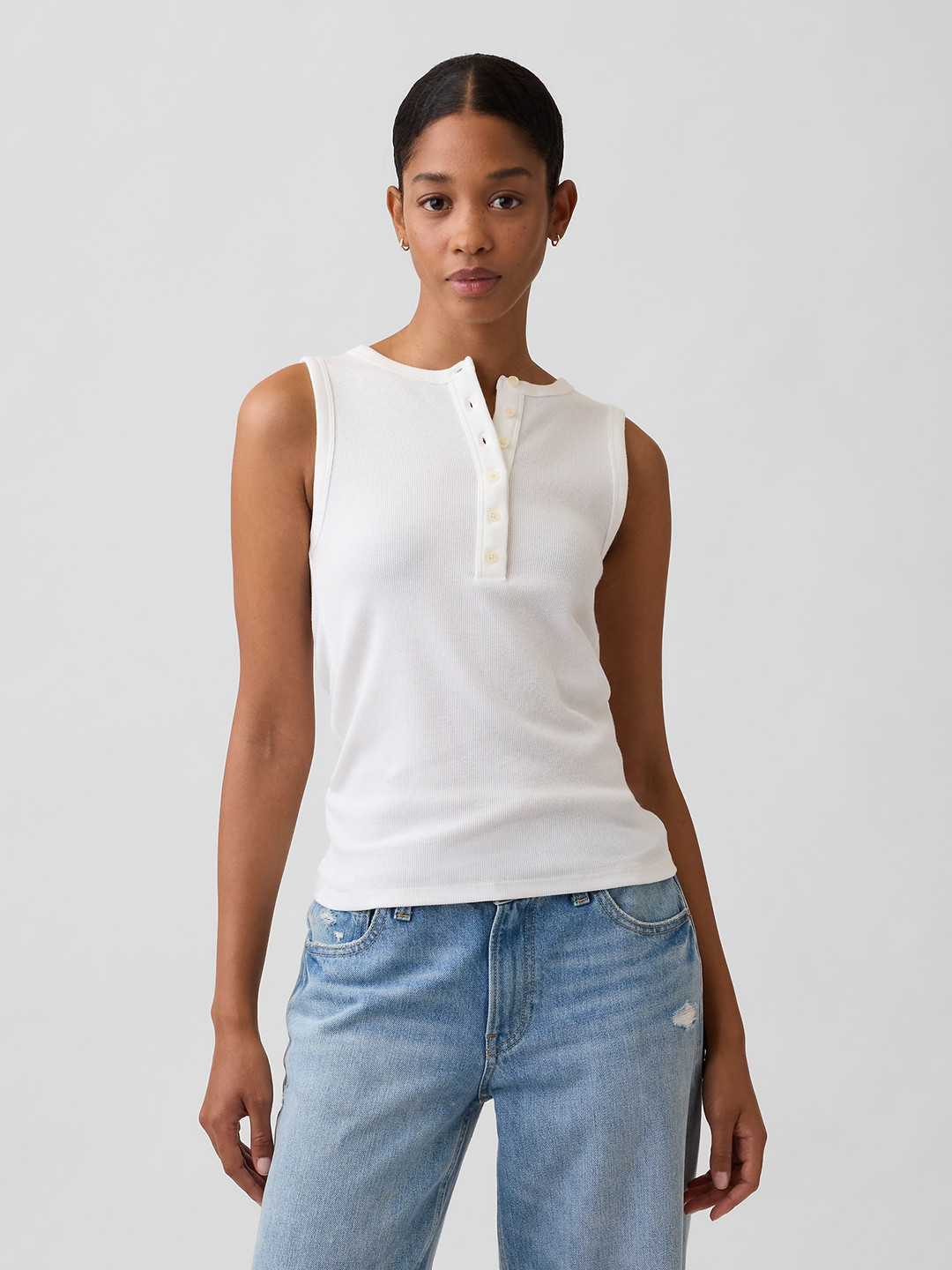 GAP Women Henley Neck Tank Top