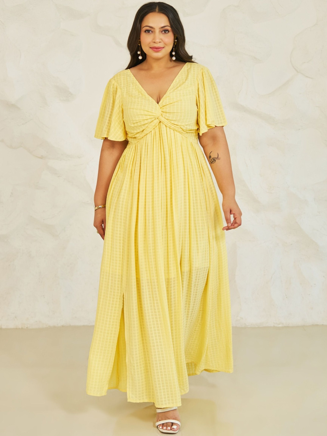 Sonsie Flared Sleeve Fit & Flare Plus Size Maxi Dress