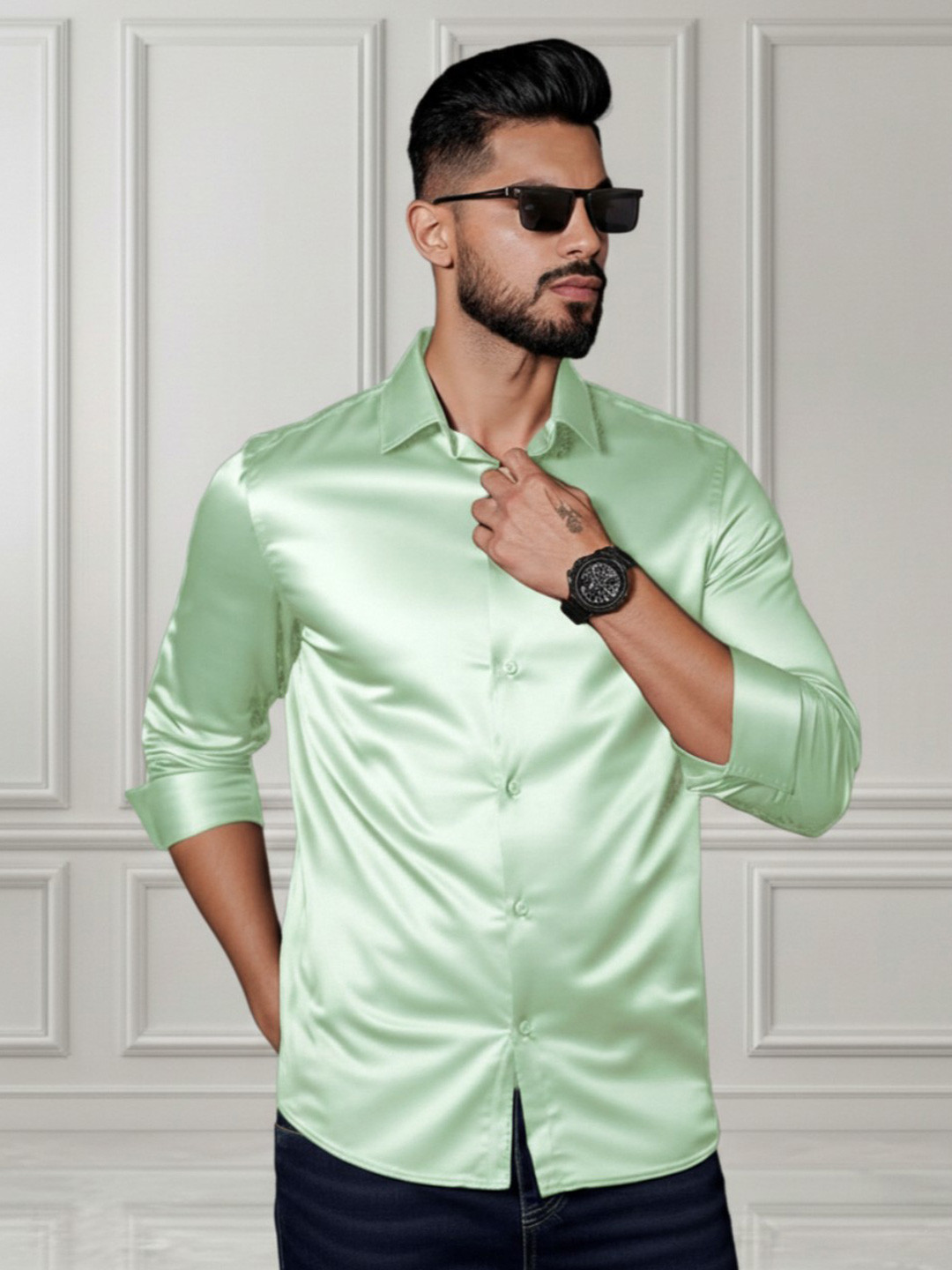 INDOPRIMO Men Pista Satin Casual Shirt
