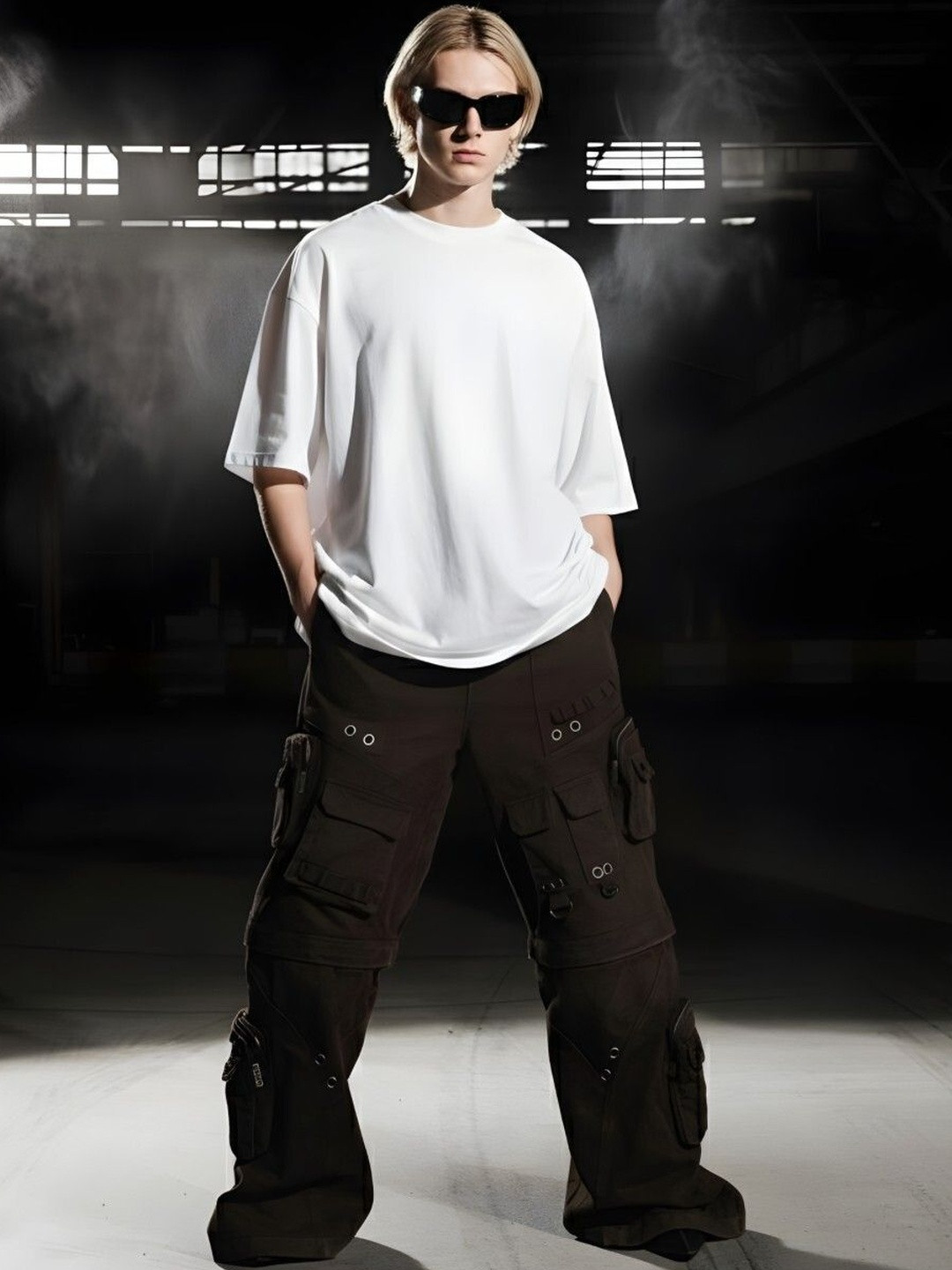 PRONK Men Drop-Shoulder Sleeves T-shirt