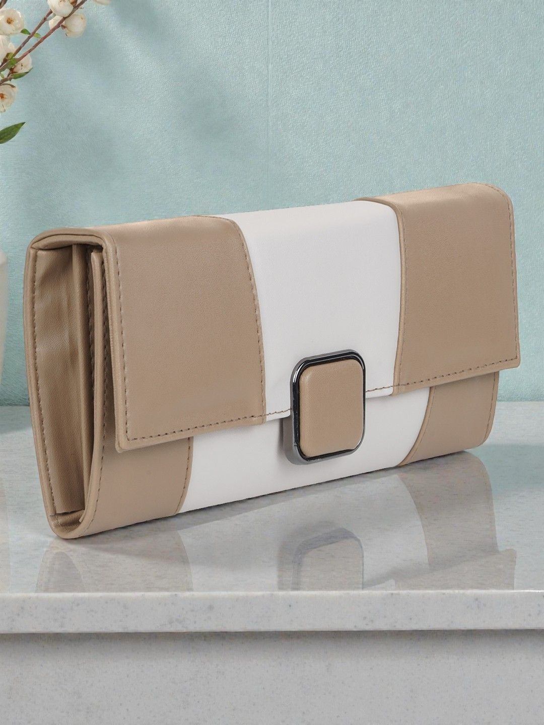 DOSYSO Colourblocked PU Two Fold Wallet