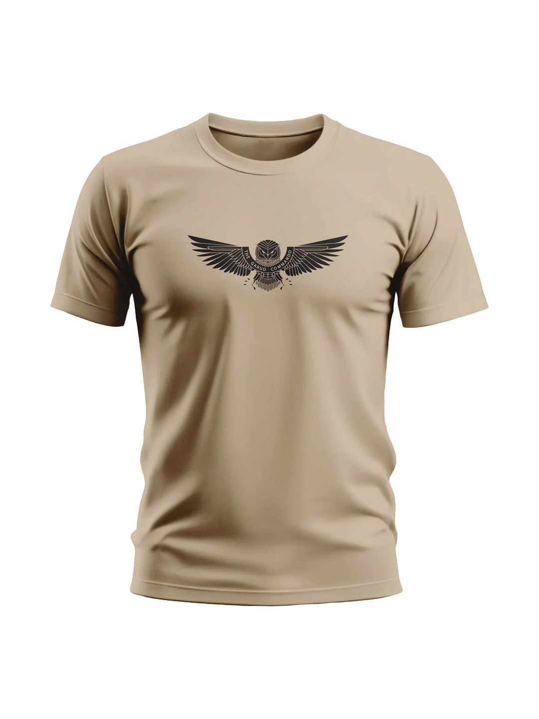 Warrior World Men Beige Graphic Printed Cotton T-shirt