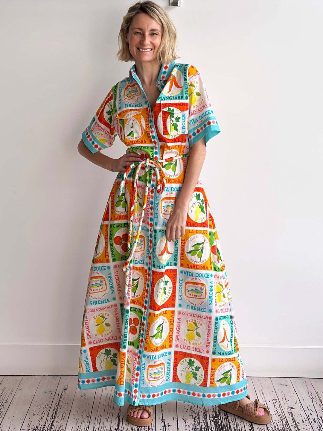 Routes by All About You Print Shirt Maxi Dress