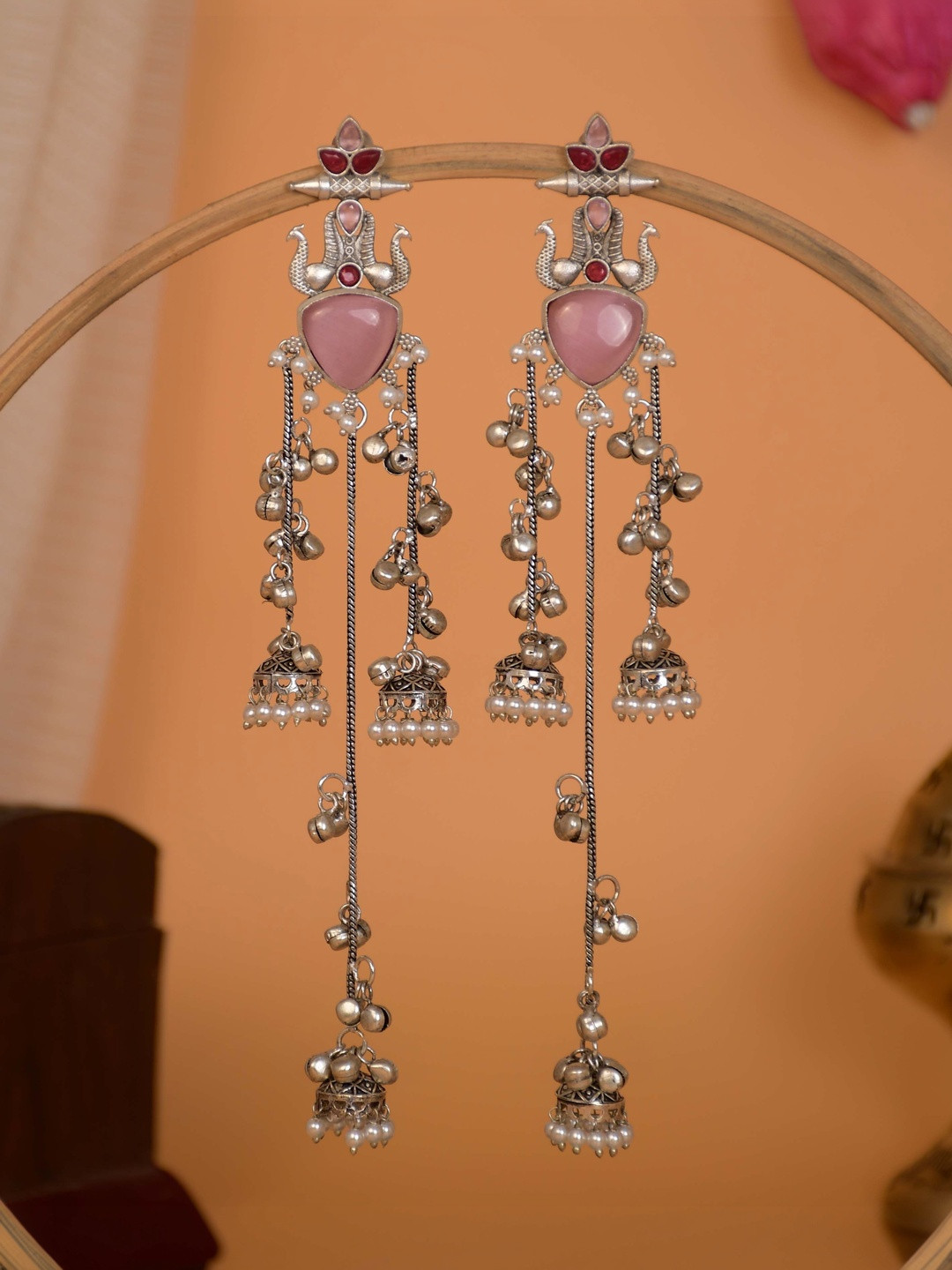NAMAN ARTS Peacock Shaped Earrings