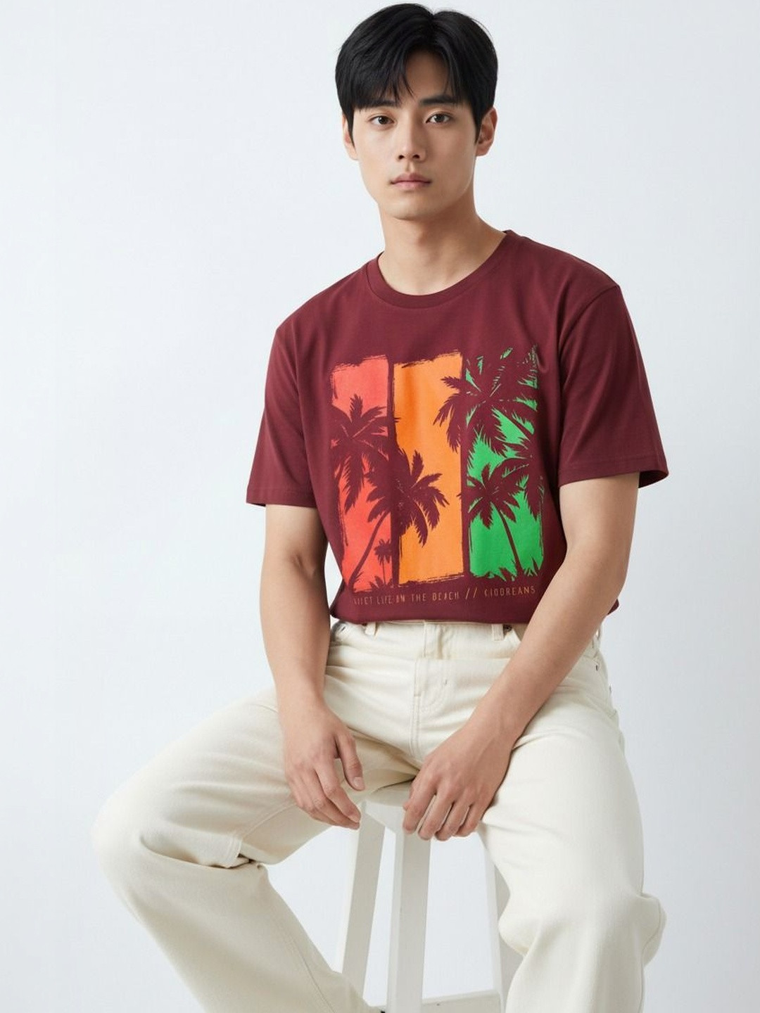 La Pajaro Men Printed Pure Cotton T-shirt