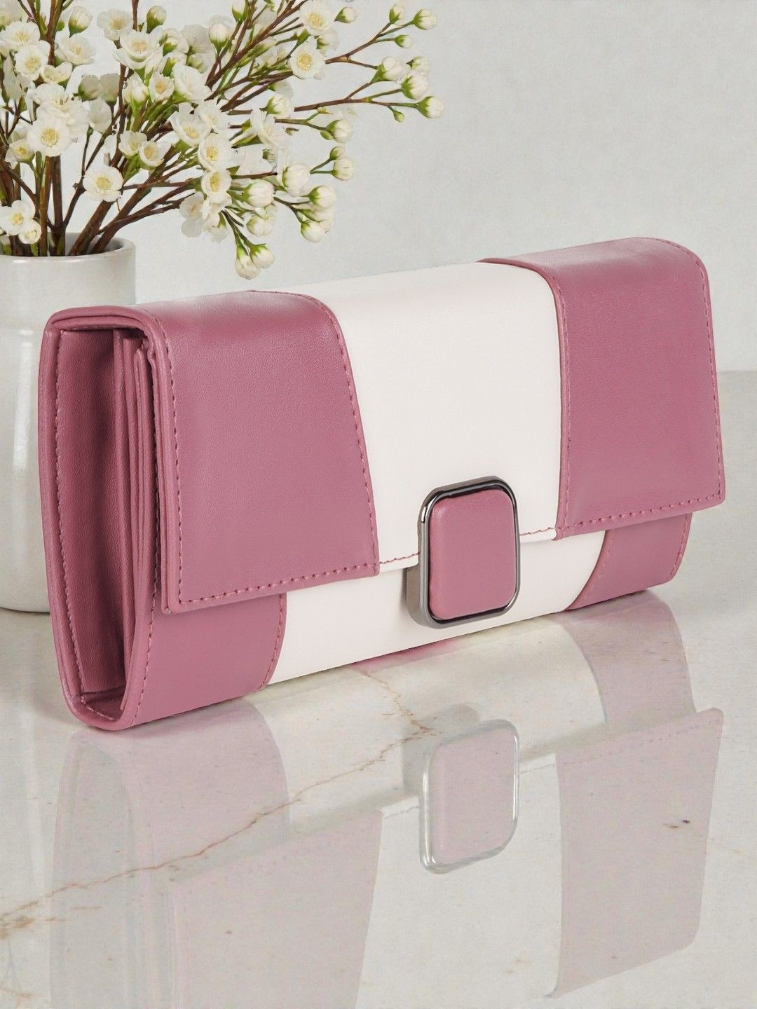 DOSYSO Women Colourblocked PU Two Fold Wallet