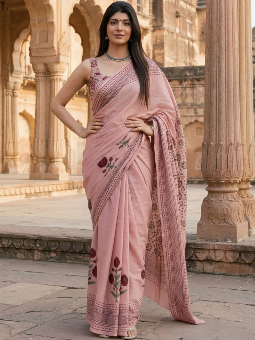 Moda Rapido Floral Pure Cotton Saree