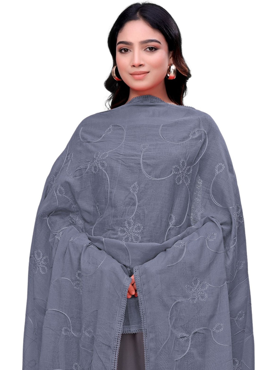 SEKMANY Embroidered Dupatta with Thread Work