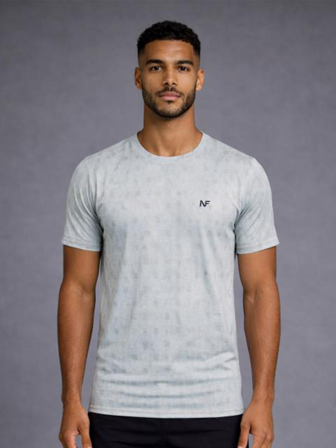 Naofit Men Anti Odour UPF50 Light Grey Sports or Gym Slim Fit Tshirt