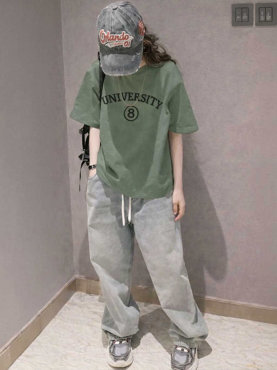 Xsole Girls Printed Round Neck Oversized Cotton T-shirt