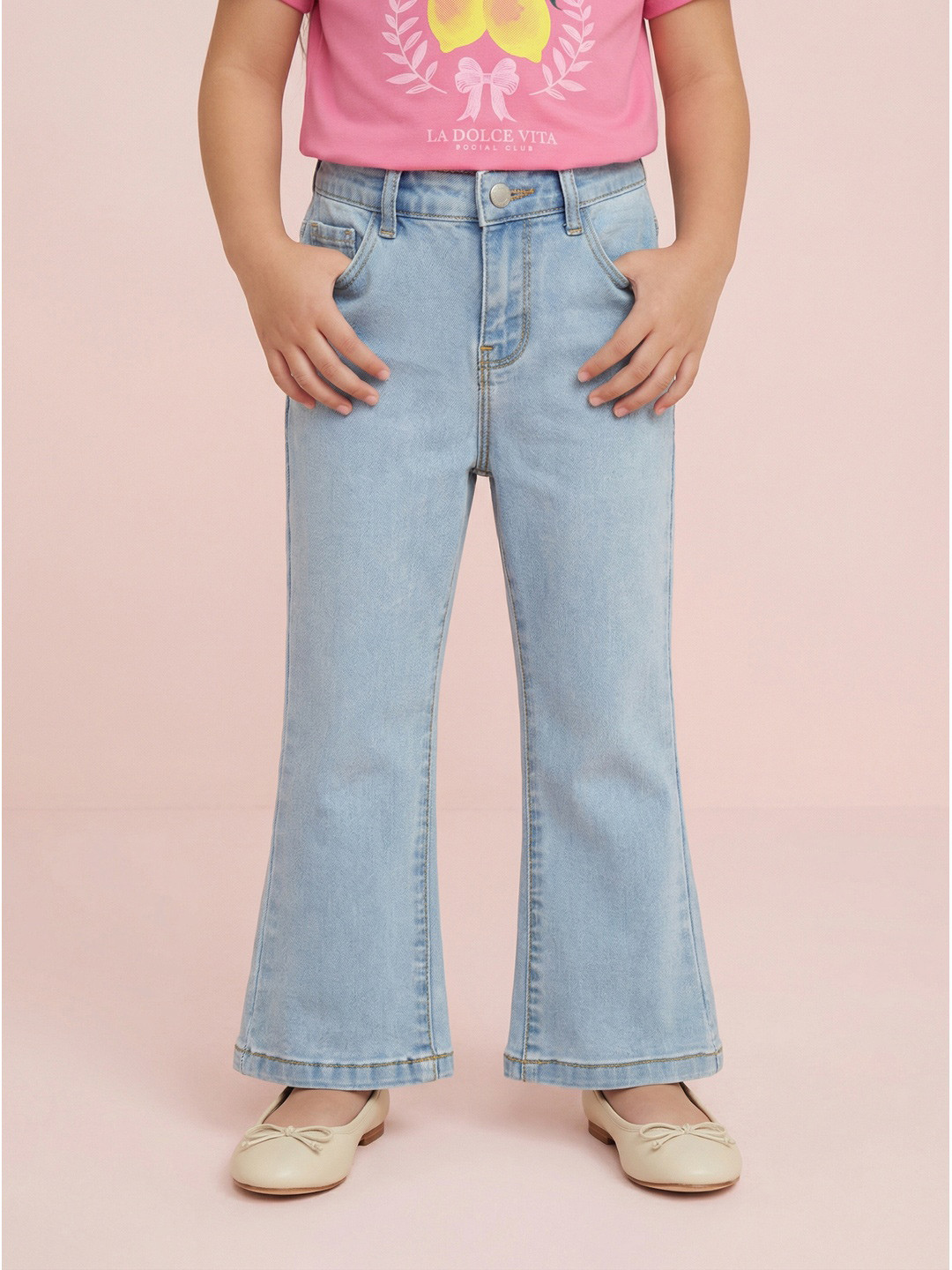 Nauti Nati Essentials Ice Blue Low Distress Light Fade Mid-Rise Regular Fit Stretchable Jeans