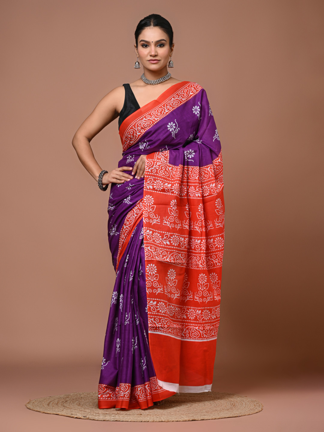 DATTA BUTTI Floral Pure Cotton Handloom Bagru Saree