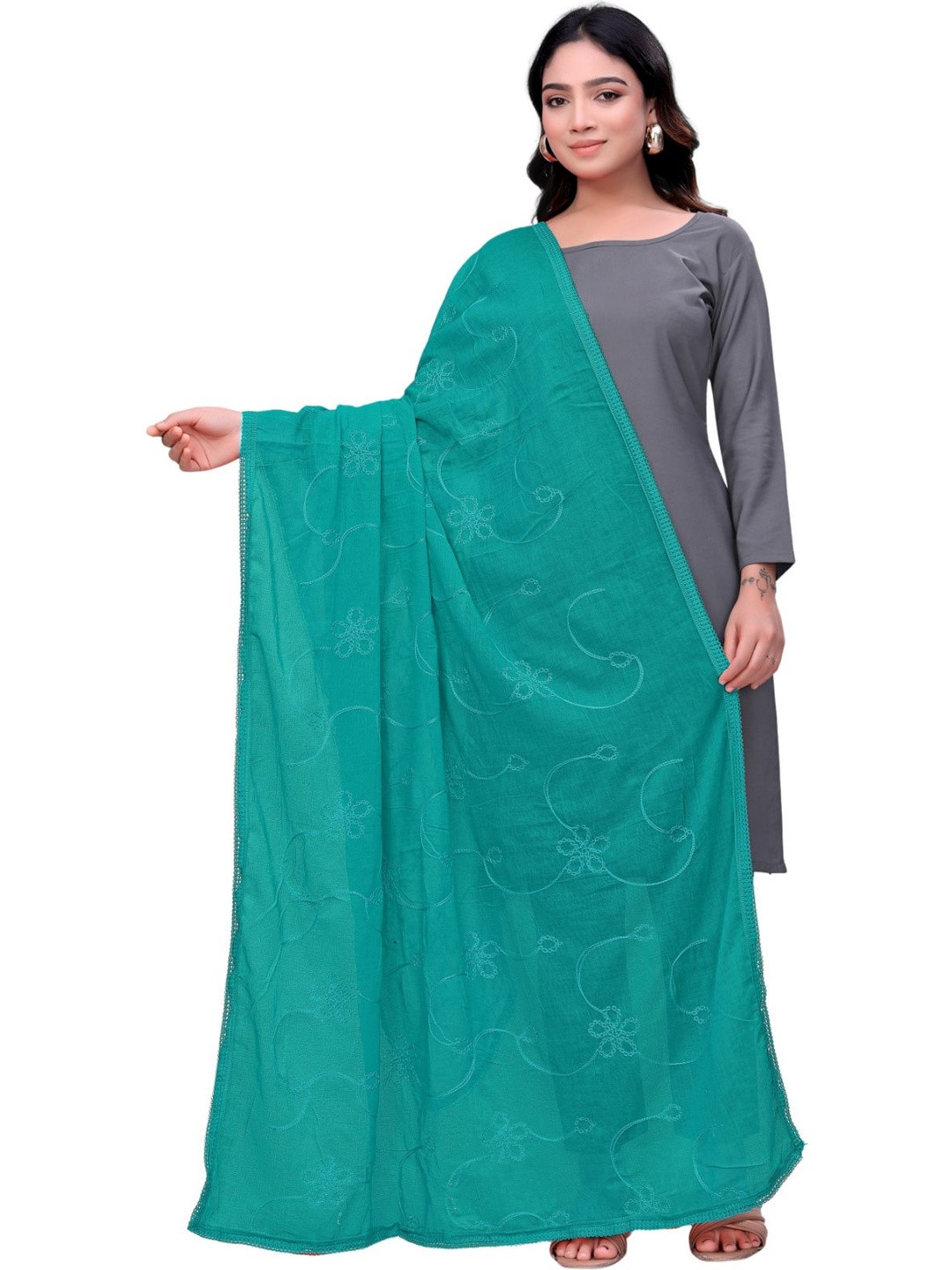 Kemza Embroidered Dupatta with Thread Work