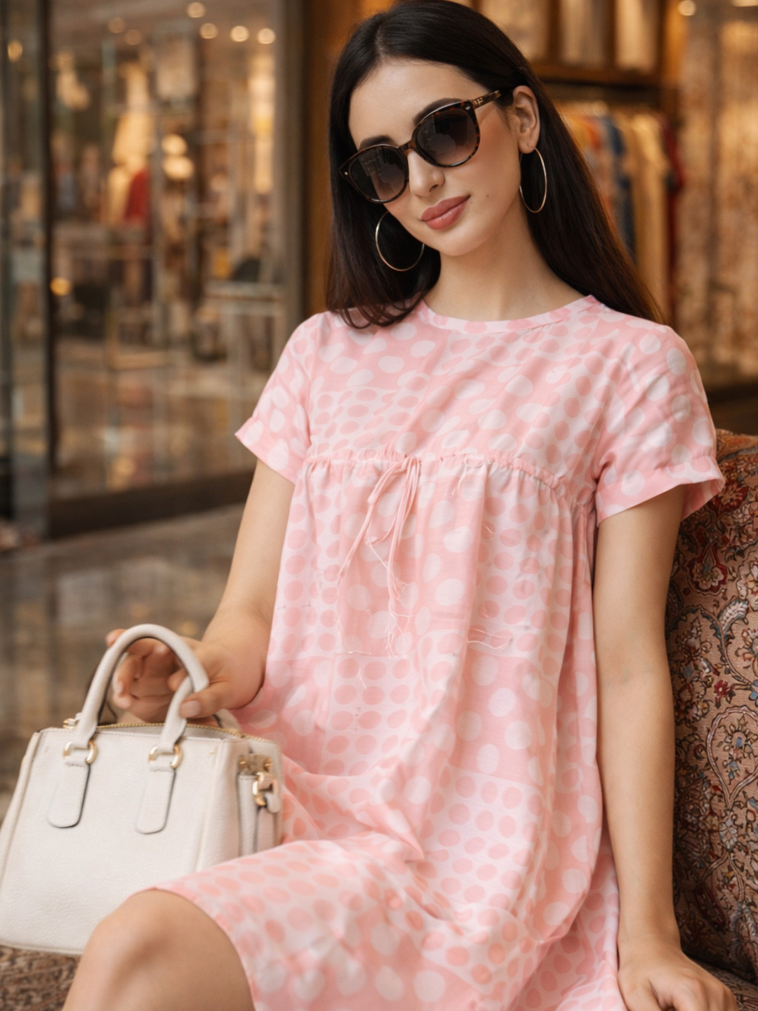 KALINI Geometric Printed A-Line Dress