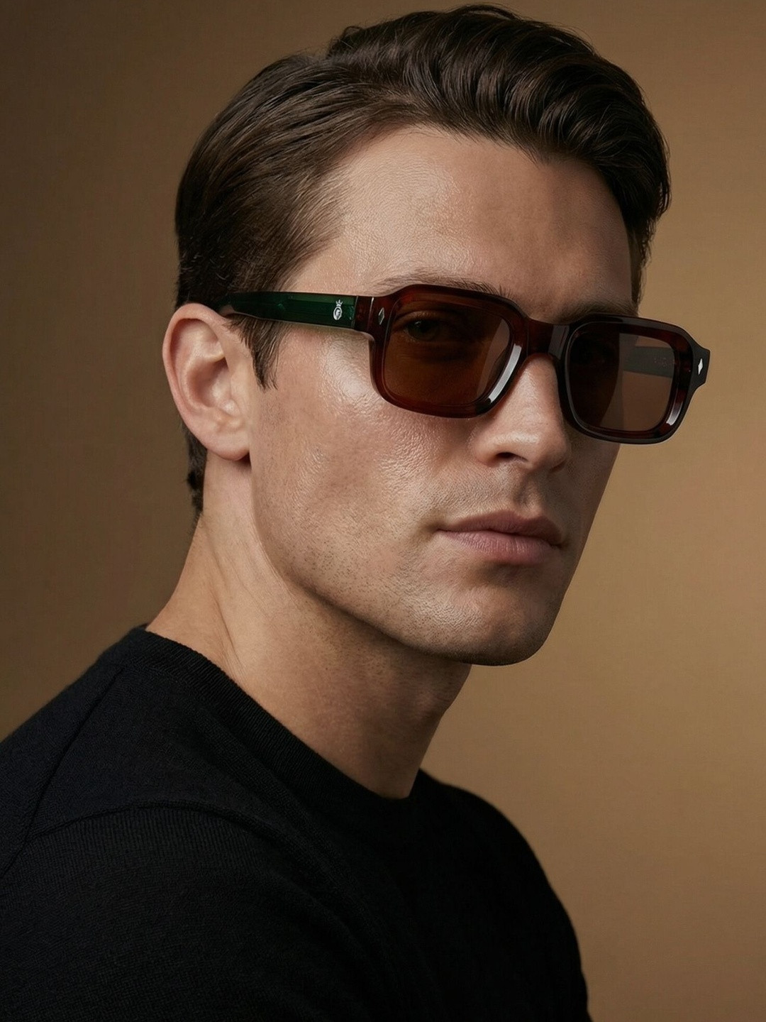 CROWNCHI Men Brown Lens & Brown Core with Sunglasses