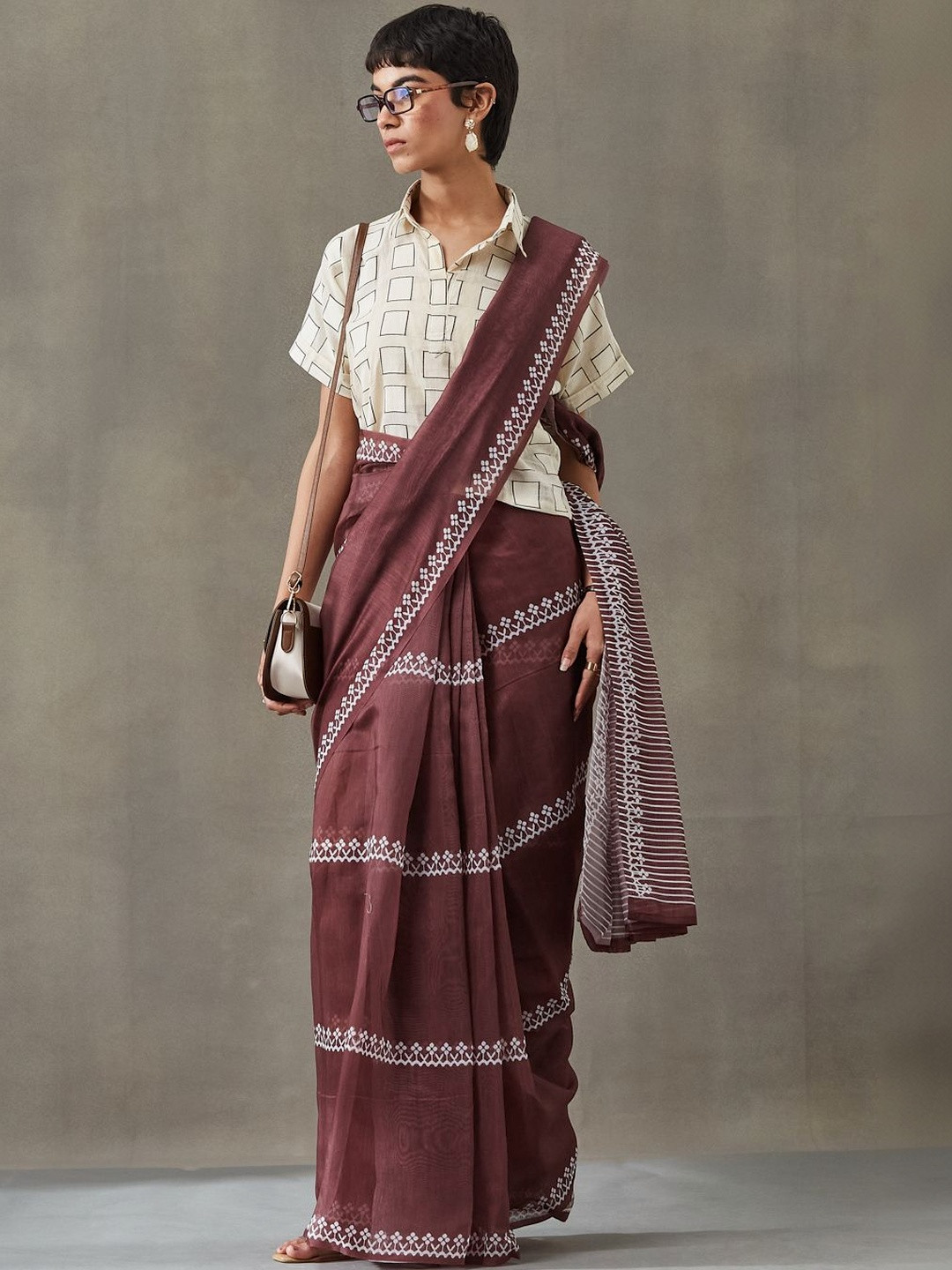 Navibhu Ethnic Motifs Printed Ready to Wear saree With Blouse Piece