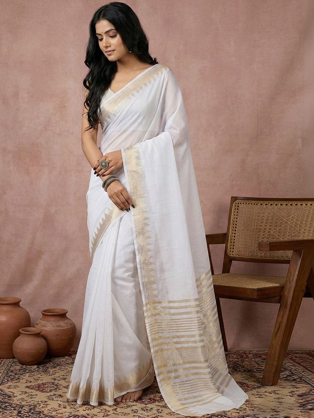 Sutriti Woven Design Linen Blend Saree