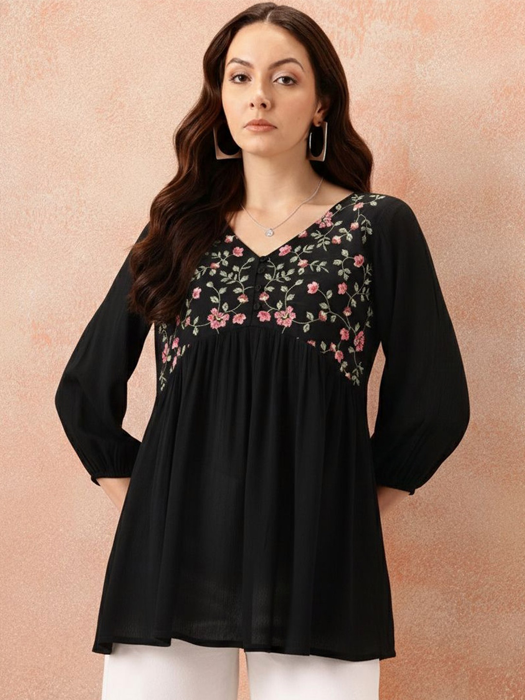 CORSICA Floral Embroidered Cotton Top