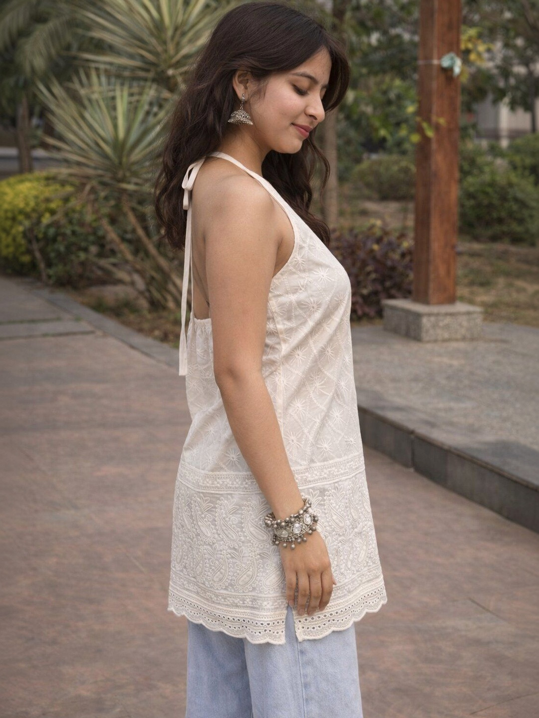 EthniFlair Embroidered Halter Neck Kurti