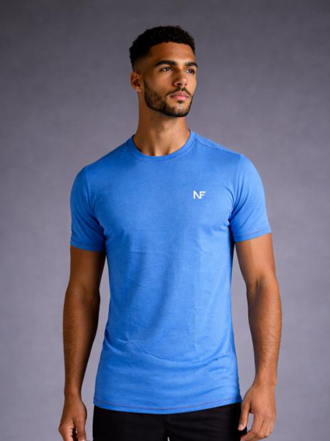 Naofit Men Anti Odour UPF50 Blue Sports or Gym Slim Fit Tshirt
