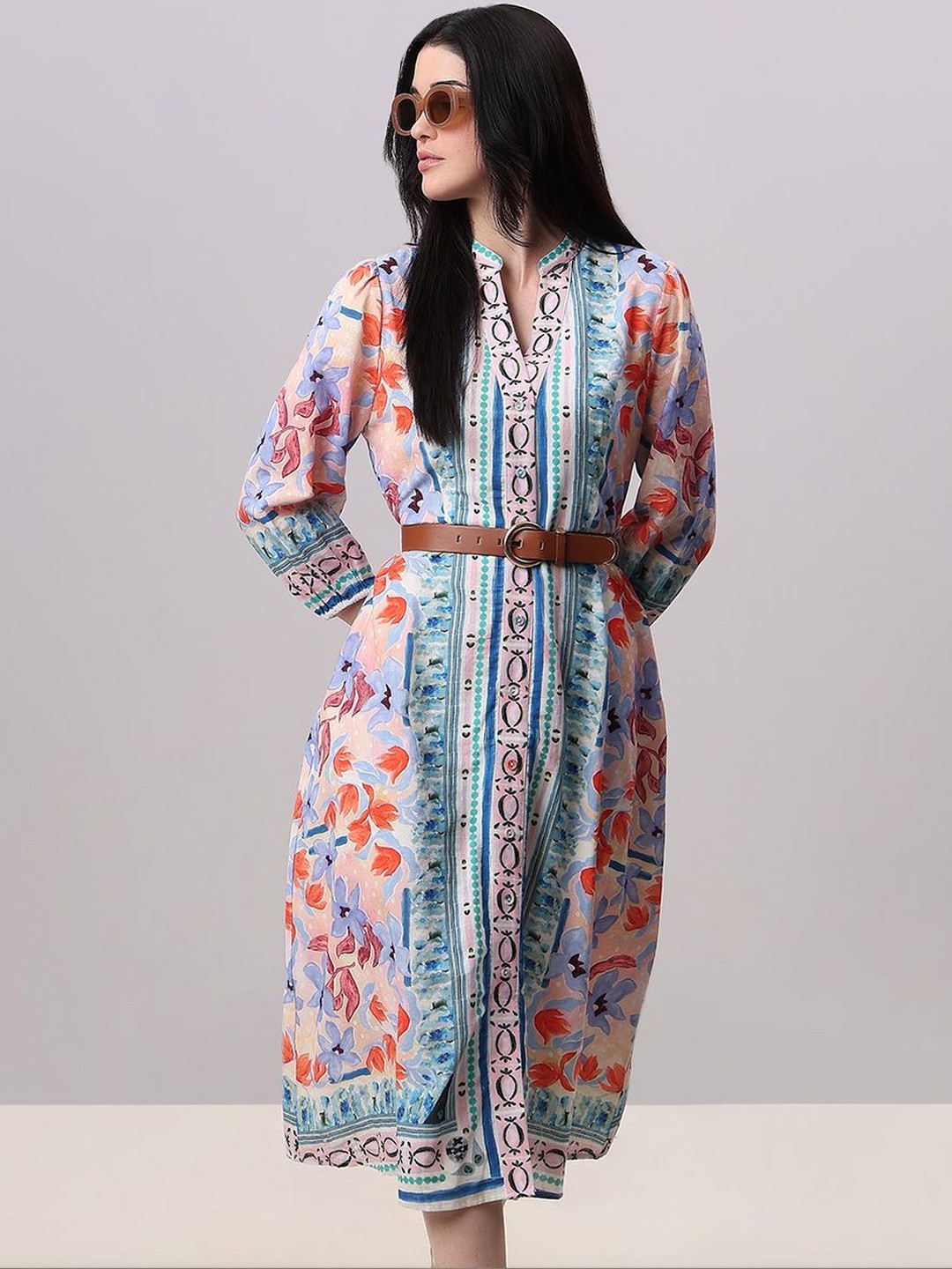 Vero Moda Floral Print Fit & Flare Midi Dress